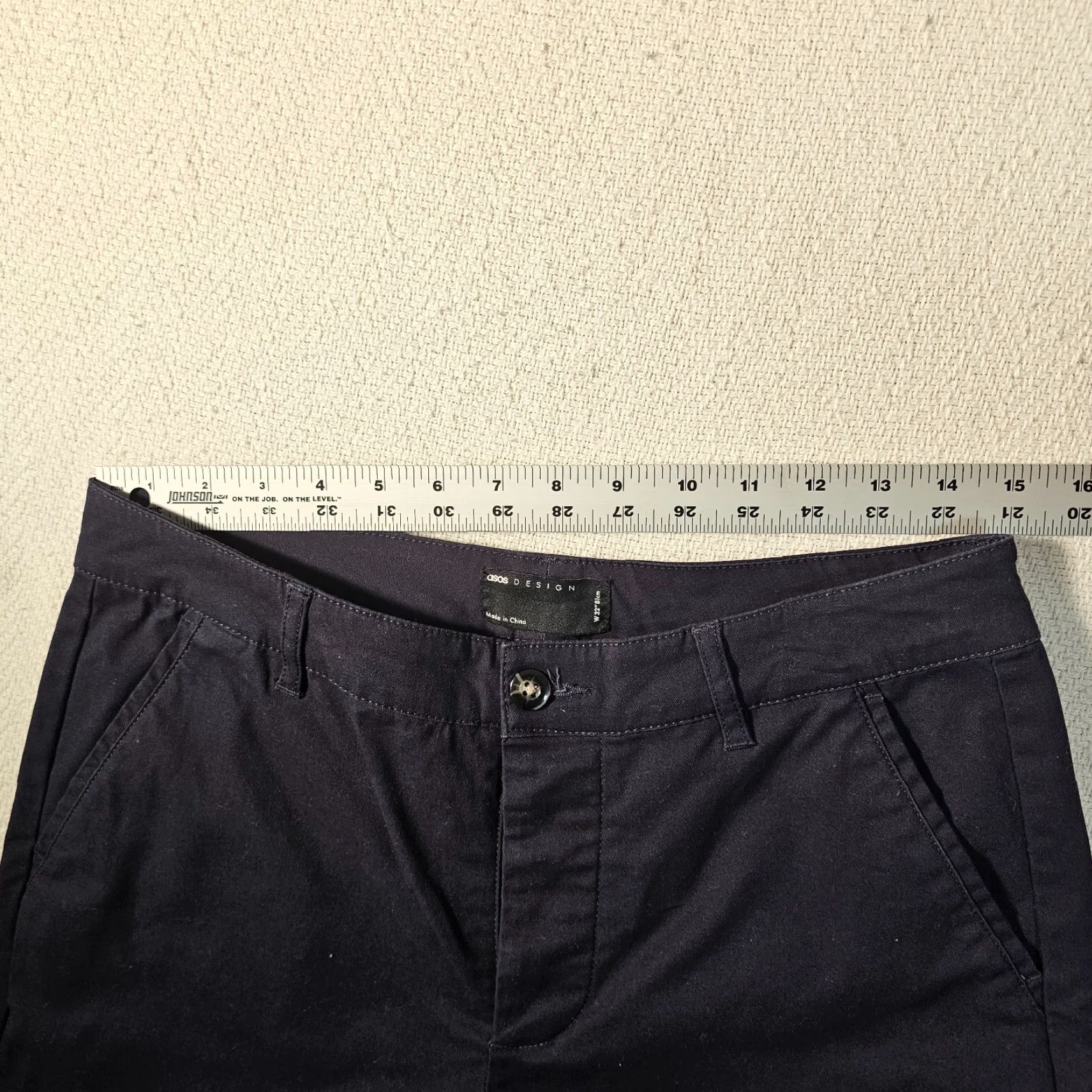 Asos VINTAGE ASOS Design Skinny Chino Shorts Men 32 Navy Blue Casual Outdoor Beach Slim Fit Size US 32 / EU 48 - 6 Thumbnail