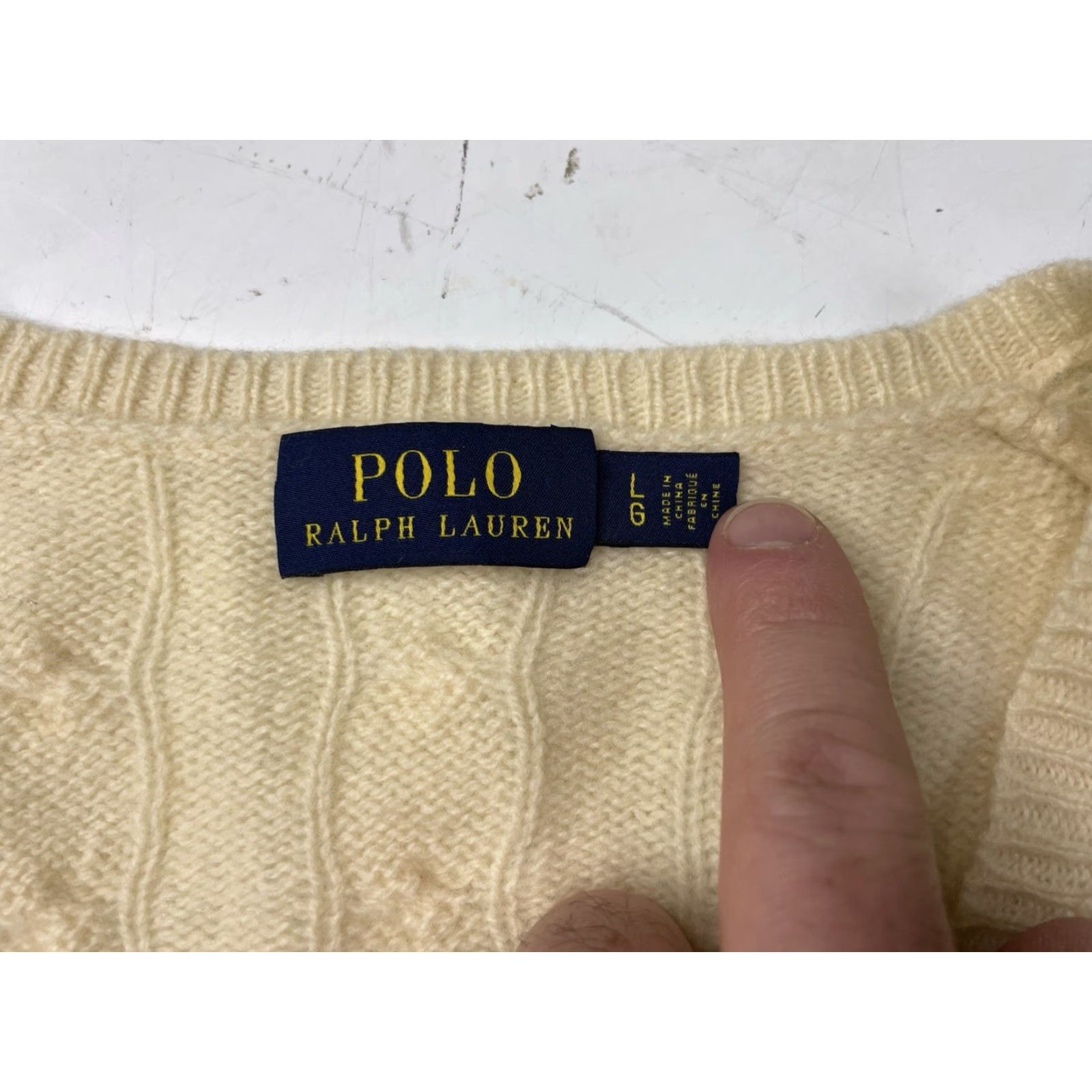 Ralph Lauren Polo Ralph Lauren Womens V Neck Cable Knit Sweater Wool Cashmere Size Large Size L / US 10 / IT 46 - 3 Thumbnail