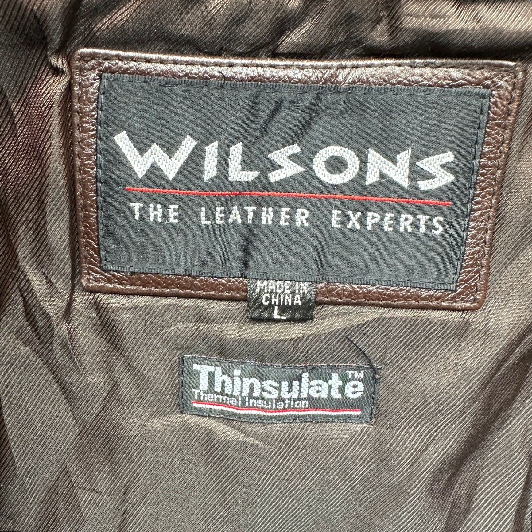 Vintage VINTAGE Wilsons Full Zip Bomber Jacket Mens L Brown Thinsulate Leather Bomber 90s, Fall/Winter, Short Length, Dry Clean Only, Regular Size Size US L / EU 52-54 / 3 - 3 Thumbnail