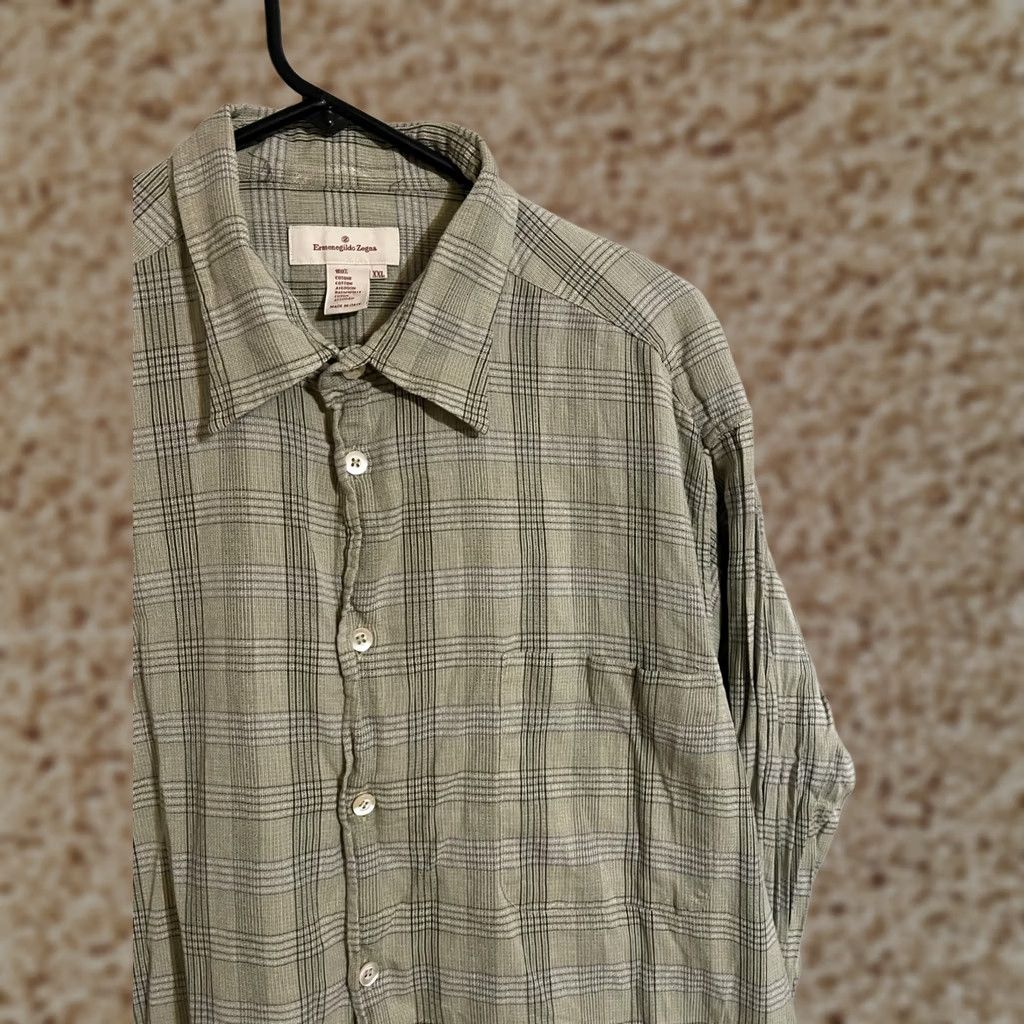 Ermenegildo Zegna Ermenegildo Zegna Plaid Beige/Olive L/S Button-Up Shirt Mens 2XL Made in Italy Shirt, Cotton, Knit, Button-Up, Vintage: No, 2XL Size US XXL / EU 58 / 5 - 1 Thumbnail