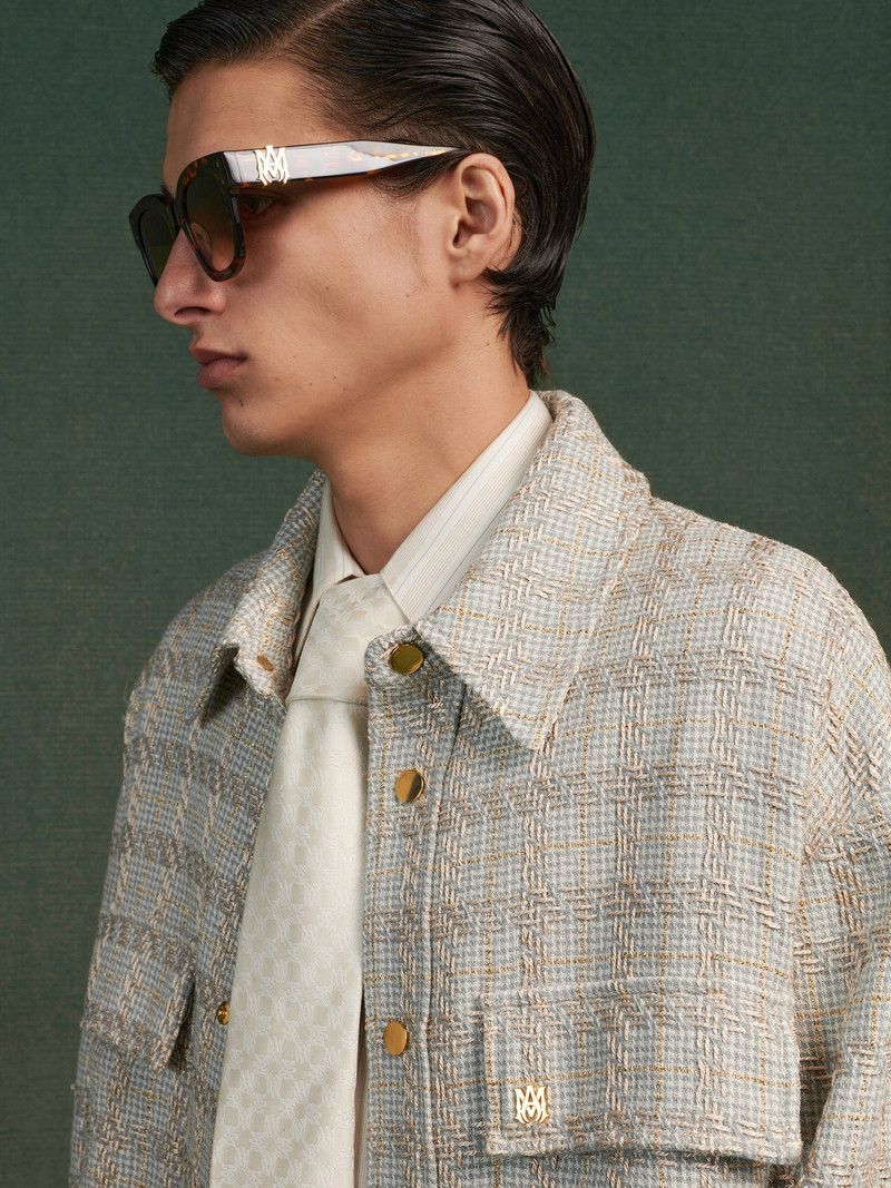 Amiri o1s1wg110526 Check Boucle Padded Overshirt in Multicolor Size US XL / EU 56 / 4 - 5 Thumbnail