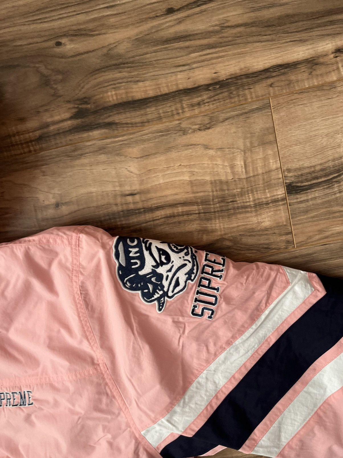 Mitchell & Ness × NCAA × Supreme Supreme Mitchell & Ness NCAA Hooded Stadium Jacket Size US L / EU 52-54 / 3 - 19 Thumbnail