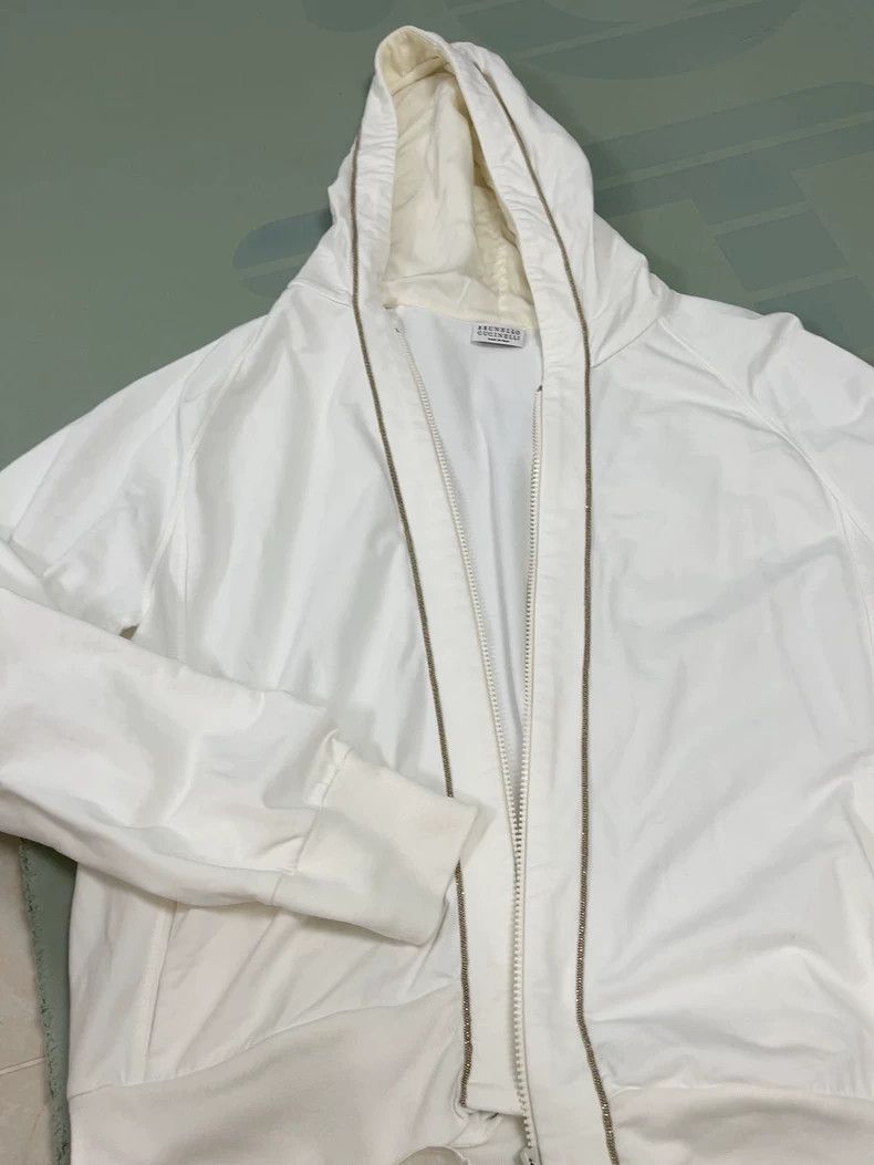 Brunello Cucinelli Brunello Cucinelli White Silk Hooded Coat - dmc Size US L / EU 52-54 / 3 - 1 Thumbnail
