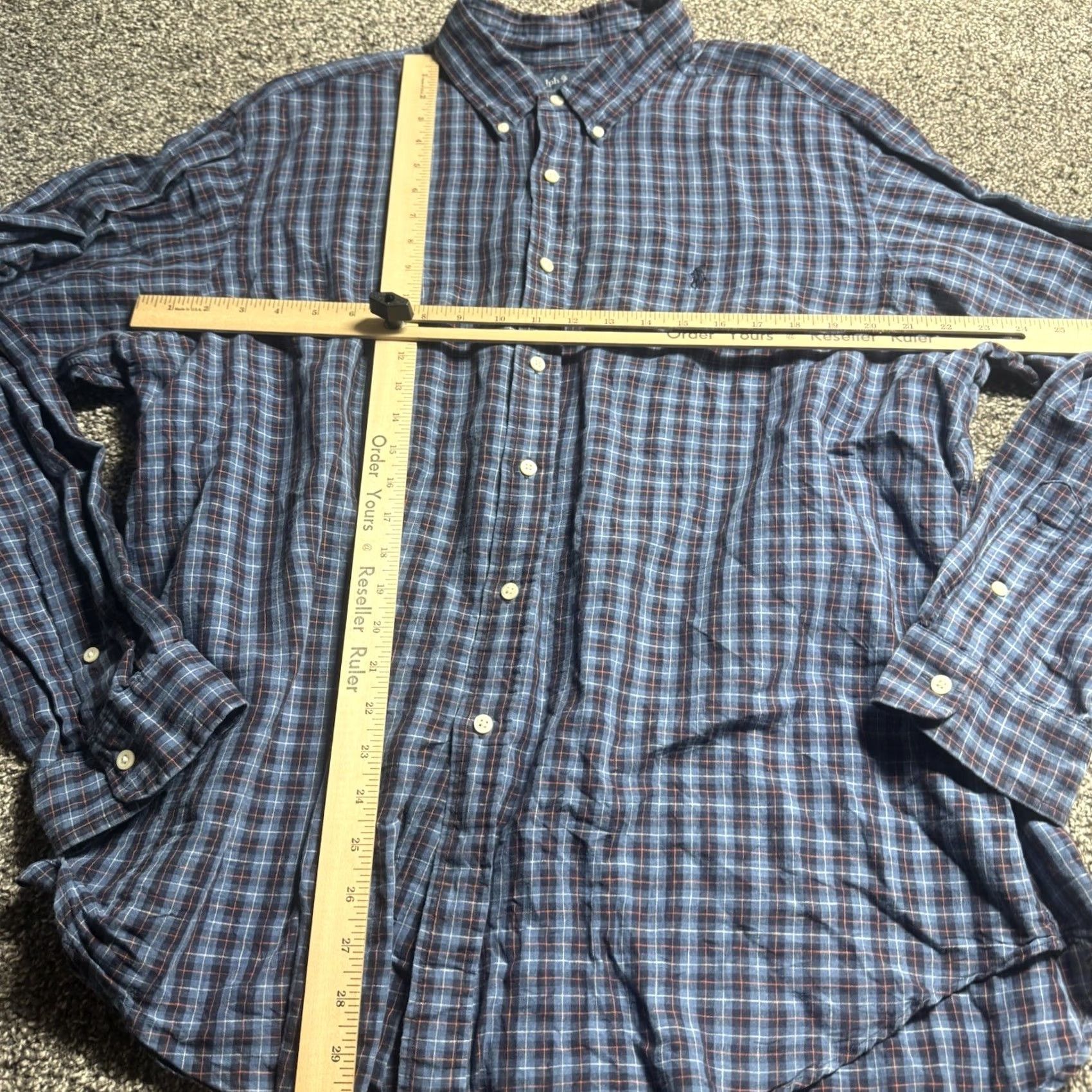 Polo Ralph Lauren Polo Ralph Lauren Shirt Mens 2XL Linen Cotton Blend Button-Down Plaid Blue Size US XXL / EU 58 / 5 - 3 Thumbnail