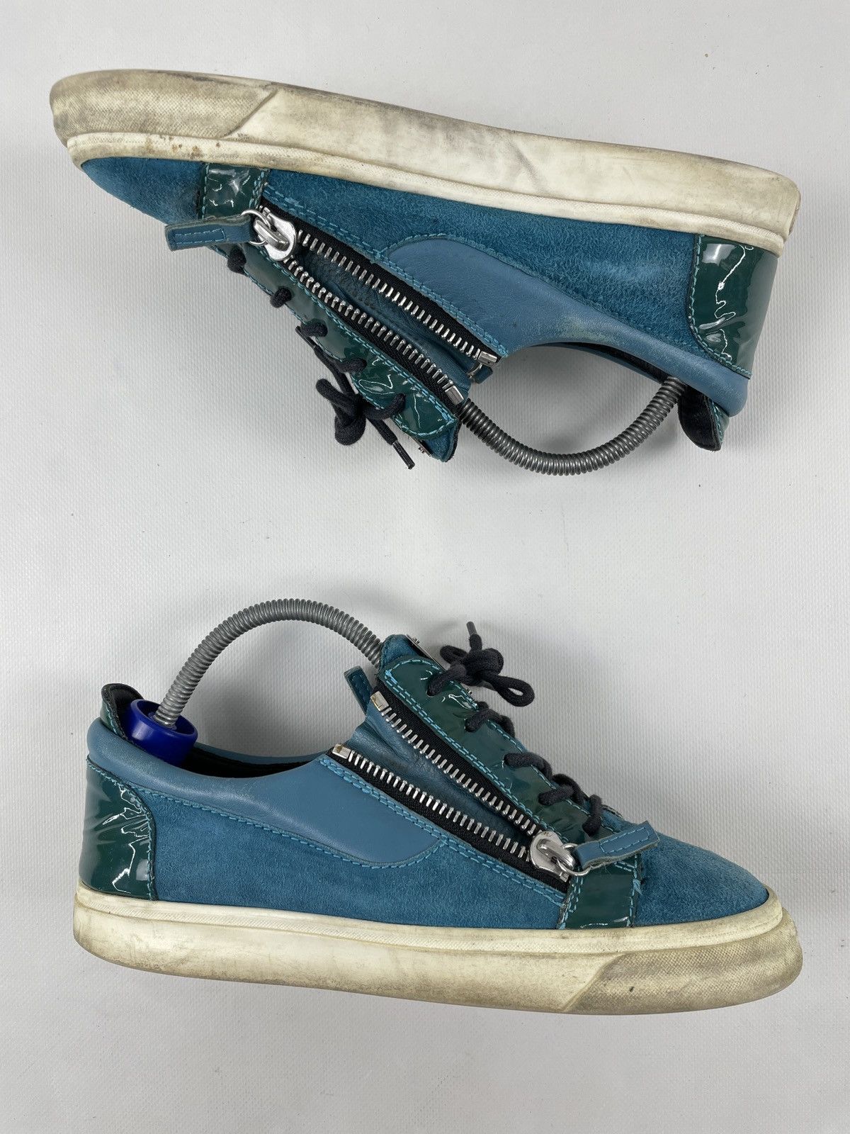 Designer × Giuseppe Zanotti Frankie Leather-Suede Double-Zip Low-Top Sneakers Shoes Size US 8.5 / IT 38.5 - 6 Thumbnail