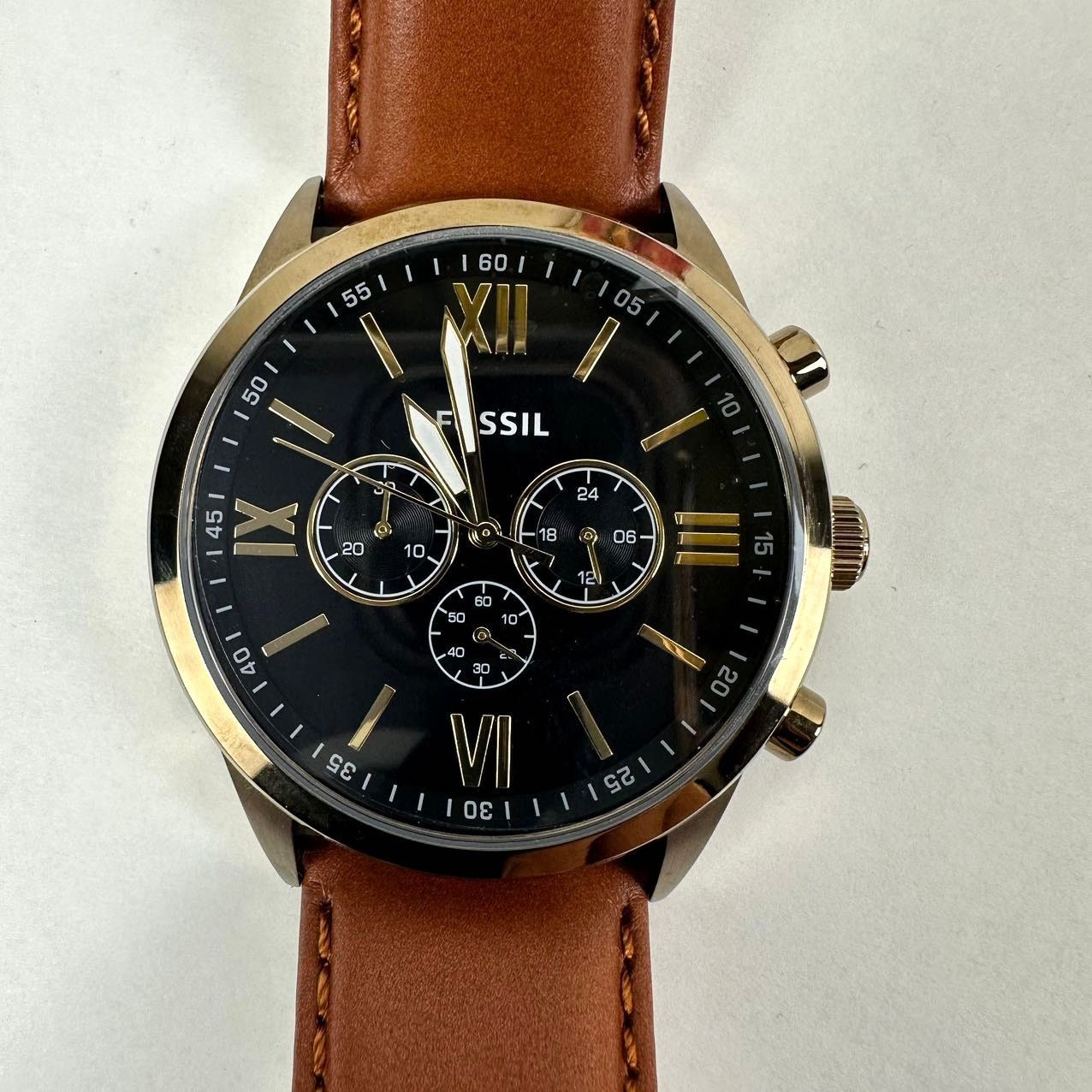 Fossil NWT Fossil Flynn Chronograph Brown Leather Men Watch BQ2261 Size ONE SIZE - 3 Thumbnail