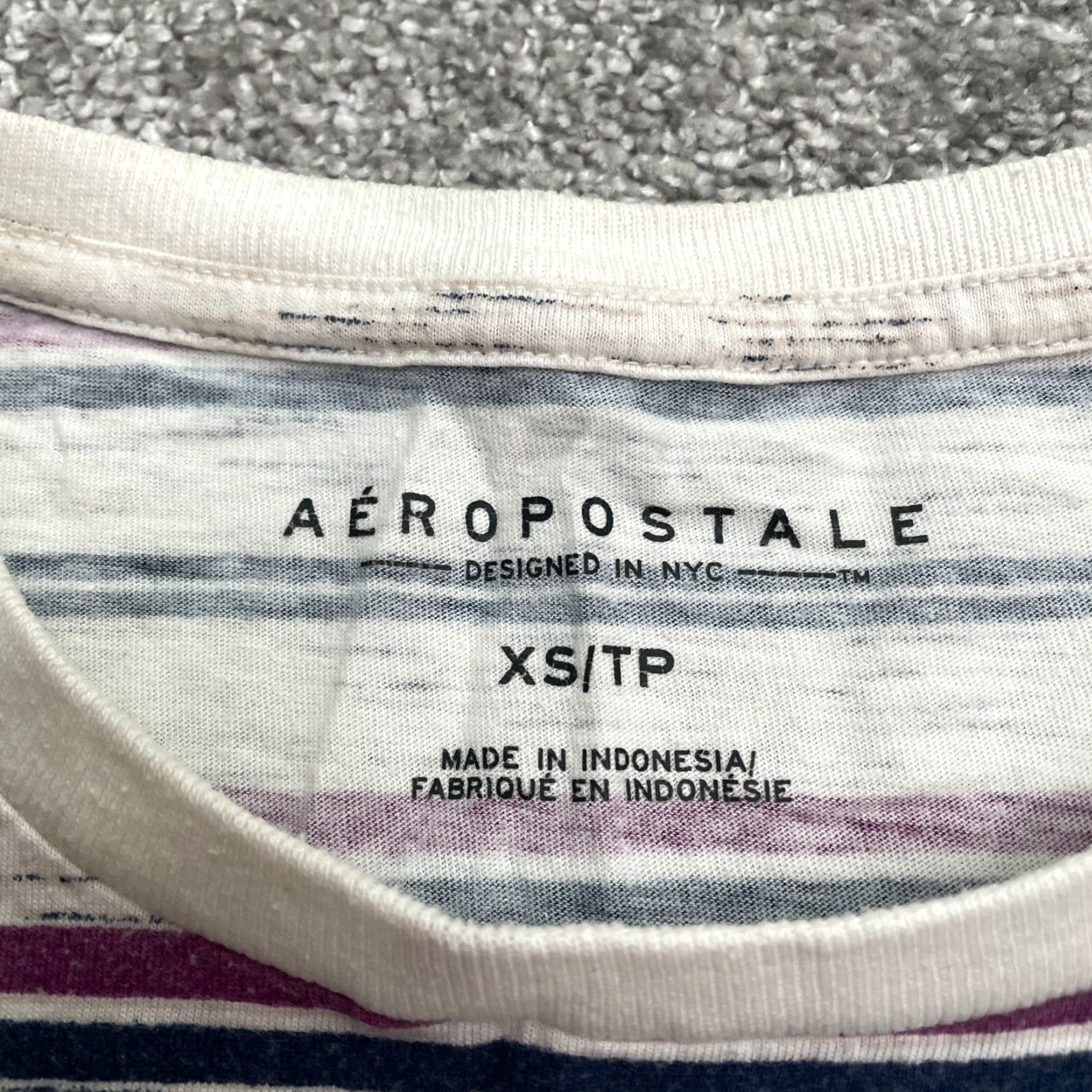 Aeropostale AeroPostale Striped Crew Neck T-Shirt Mens XS Multicolor Short Sleeve Pocket Tee Size US XS / EU 42 / 0 - 5 Thumbnail