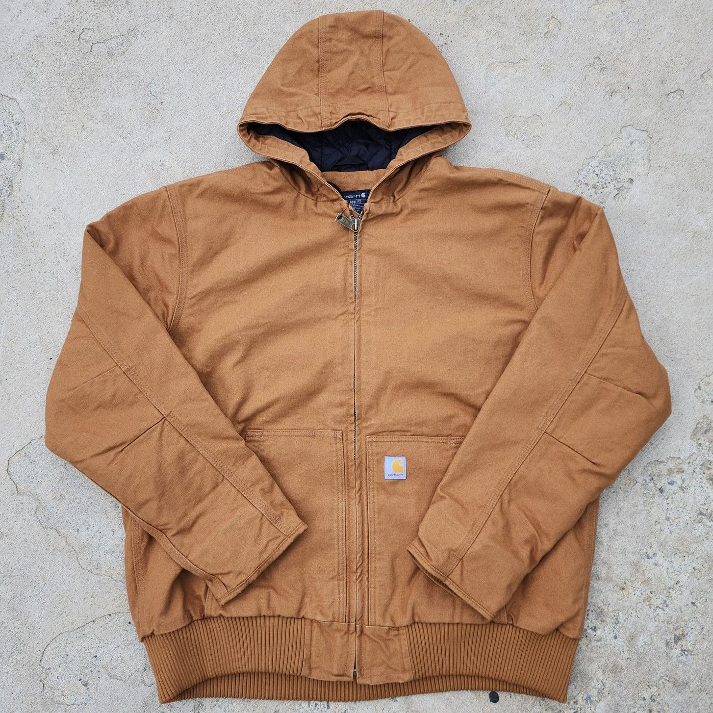 image of Carhartt Duck Active Jacket Quilted Flannel Lined Brown New, Men's (Size XL)