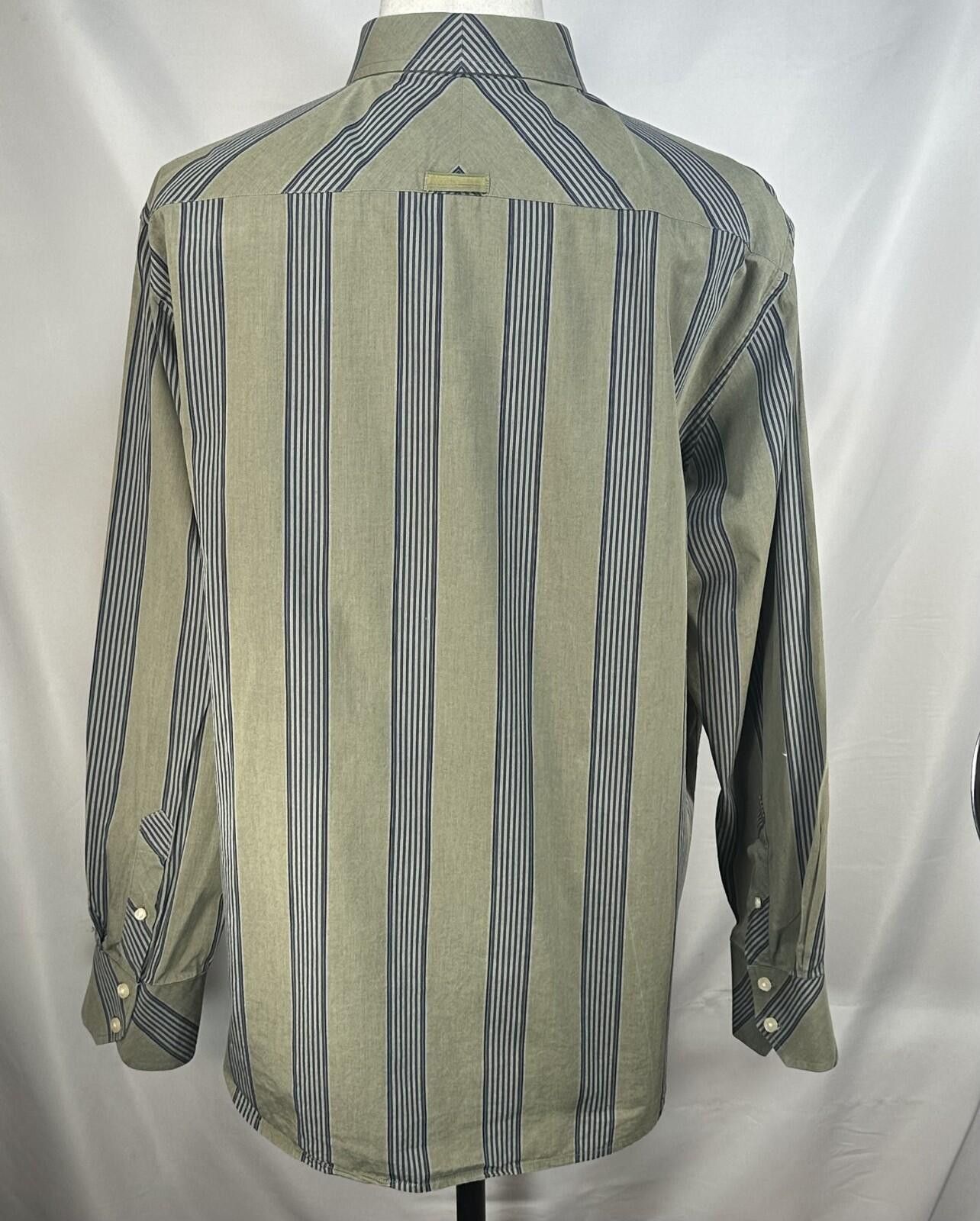 Robert Graham Robert Graham Cotton Blue Striped Button Up Green Mens 2XL Size US XXL / EU 58 / 5 - 2 Thumbnail