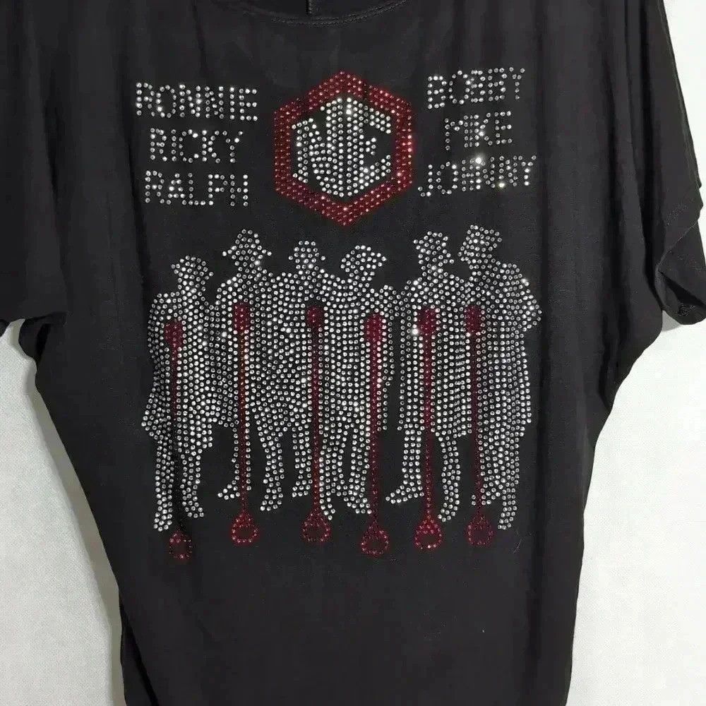 Designer New Edition Singing Group Rhinestone Crystal T-shirt sz M Size M / US 6-8 / IT 42-44 - 2 Thumbnail