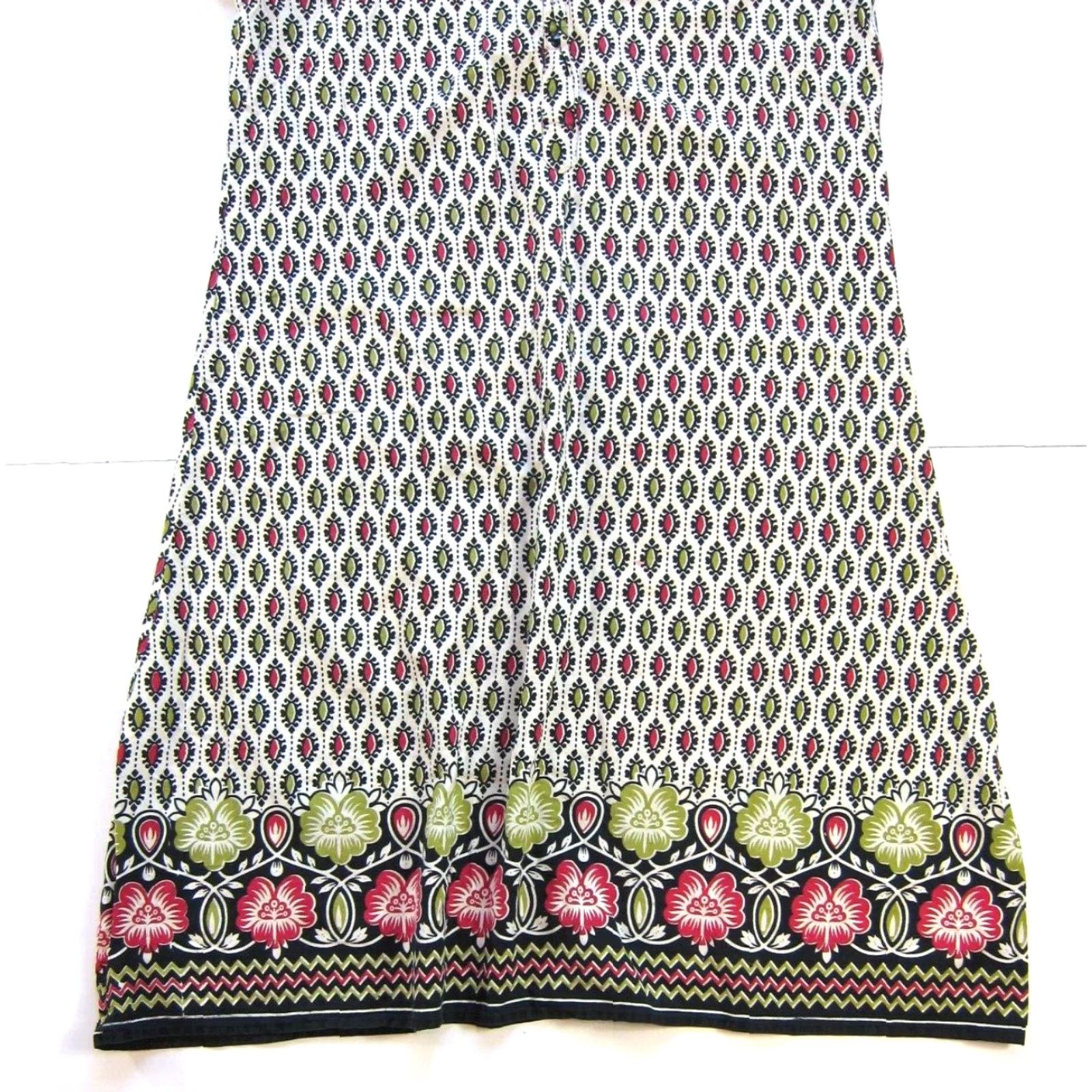 Vintage Vtg Hazel Cotton Red Black Green Floral Short Sleeve Long Maxi Kaftan Dress L Size 36" / US 14 / IT 50 - 6 Thumbnail