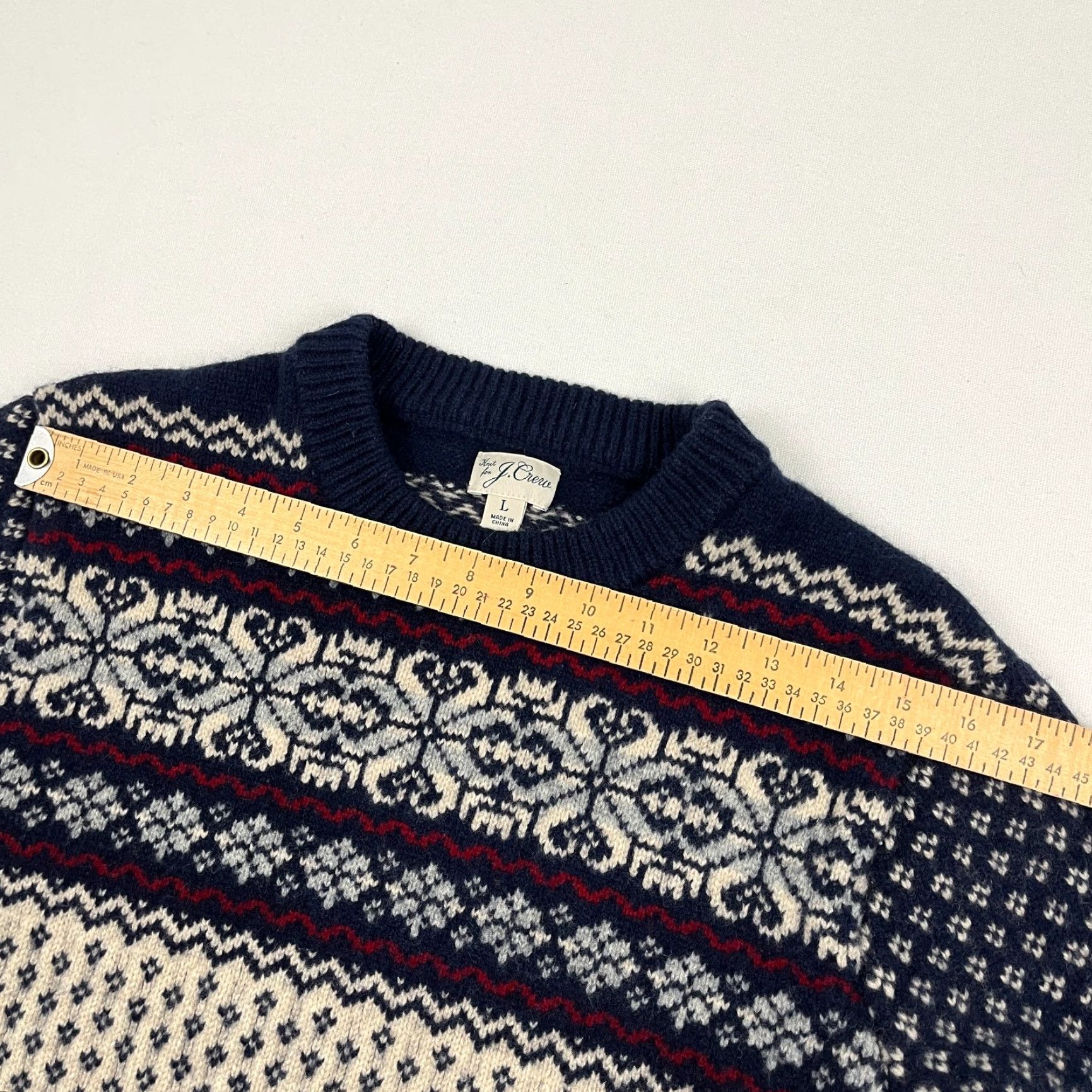 J.Crew J. Crew Sweater Womens L Lambs Wool Fair Isle Birds Eye Nautical Pullover BU886 Size L / US 10 / IT 46 - 6 Thumbnail