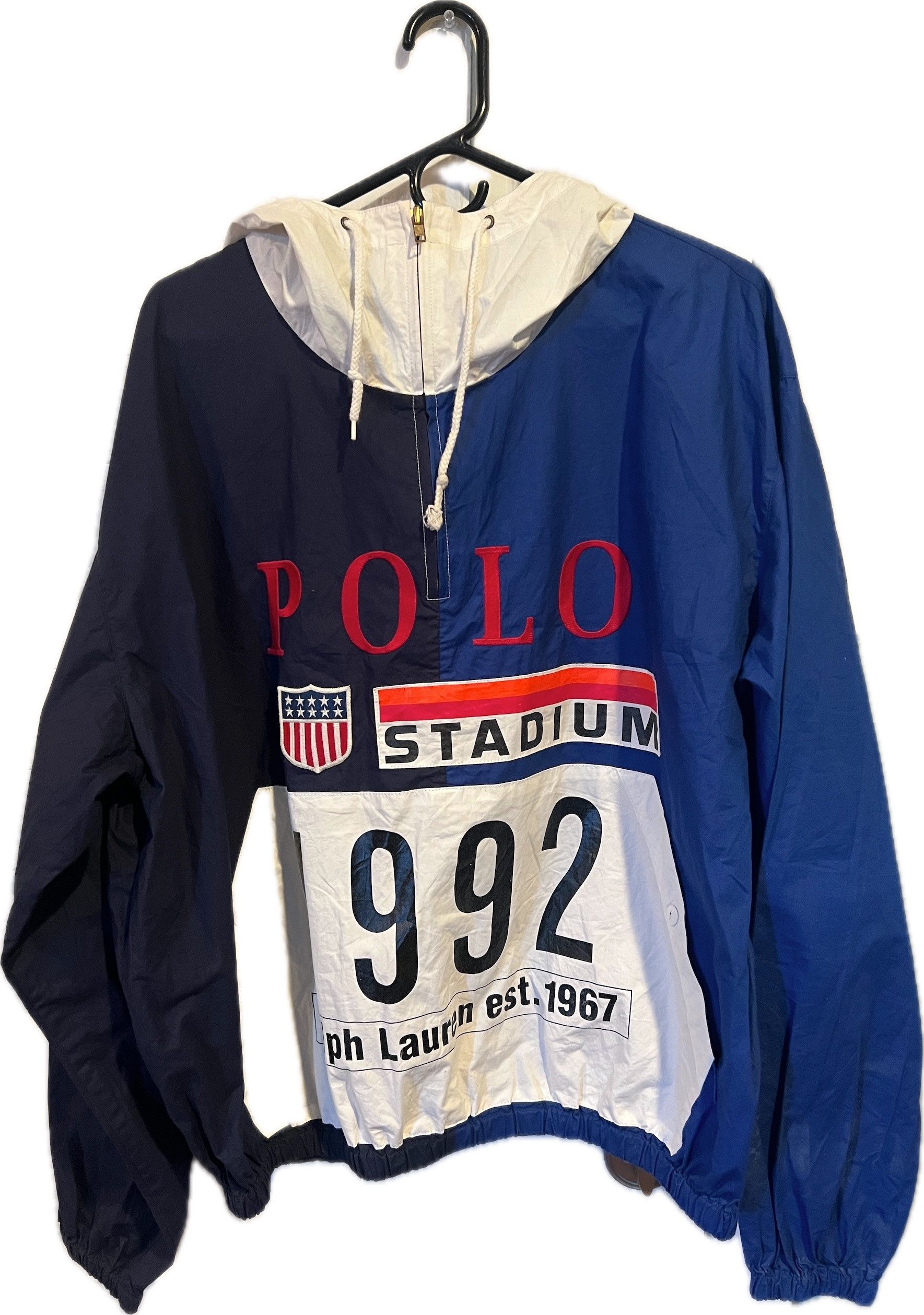 Polo Ralph Lauren 1992 OG Polo Ralph Lauren Stadium "Bib" Poplin Windbreaker Size US L / EU 52-54 / 3 - 1 Thumbnail