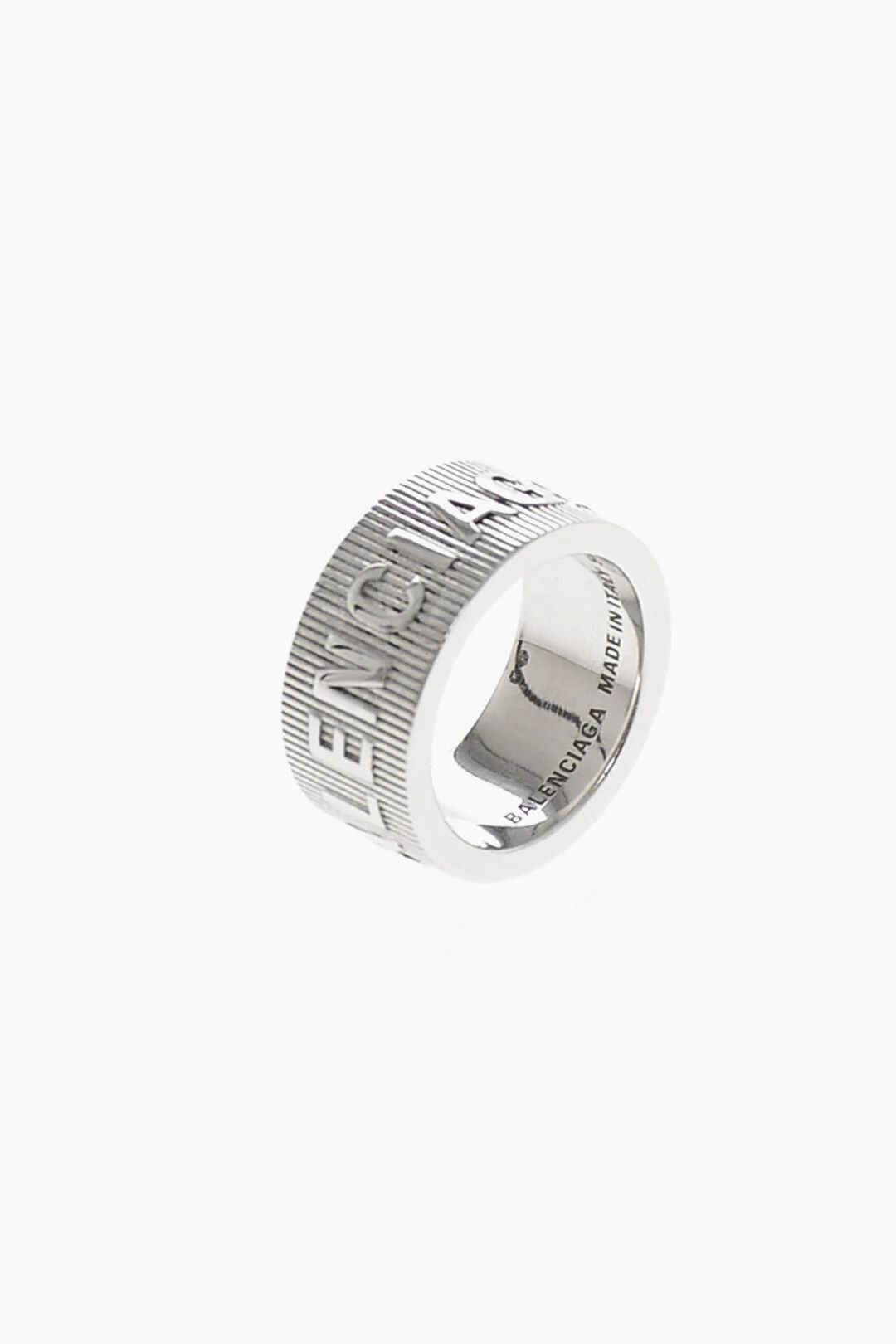 Balenciaga og1mm0426 Size: 54 / Silver Band Ring with Logo in Silver Size ONE SIZE - 2 Thumbnail