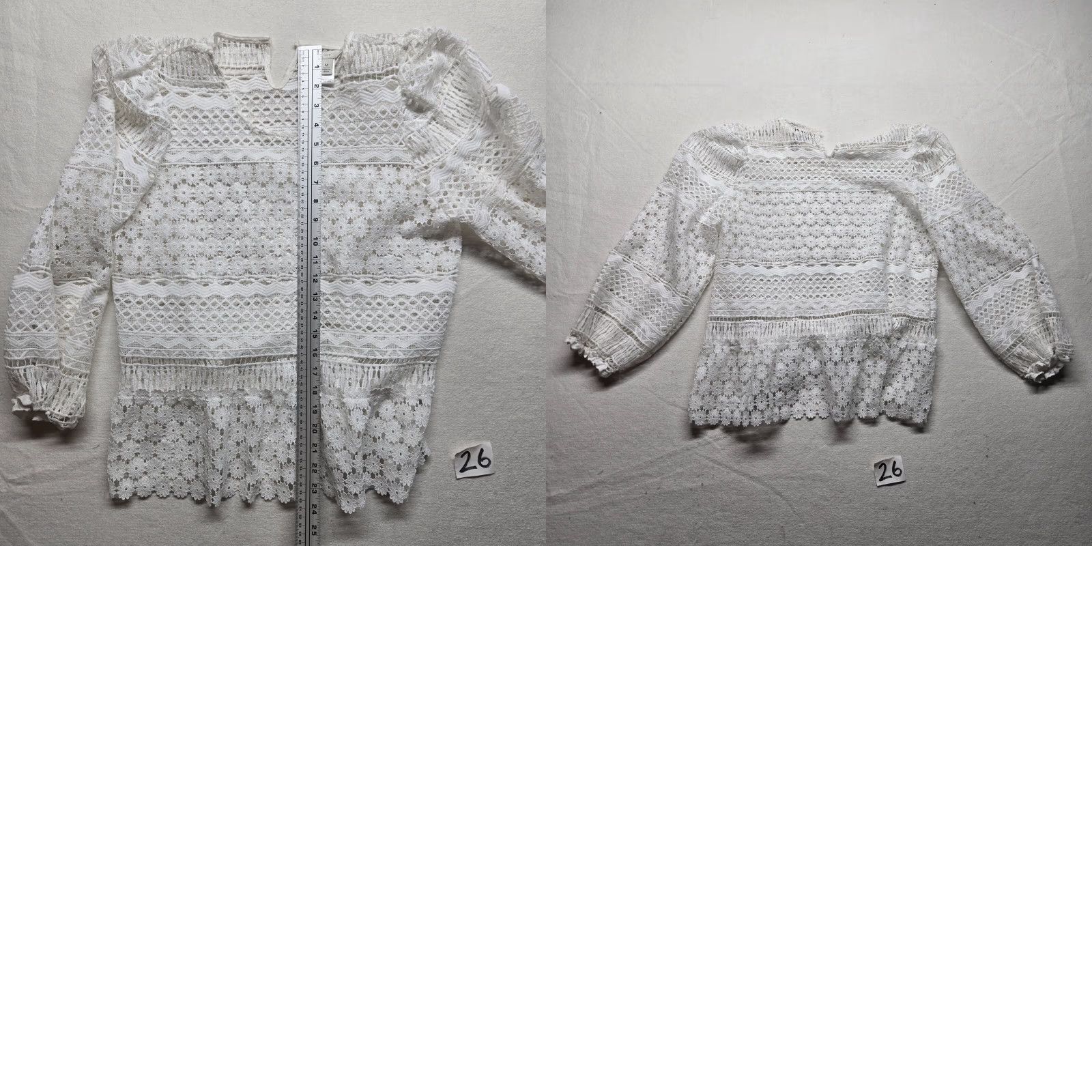 Vintage VINTAGE Est 1946 Blouse Adult Womens M White Solid Crochet Boho Sheer Long Sleeve Size M / US 6-8 / IT 42-44 - 8 Thumbnail