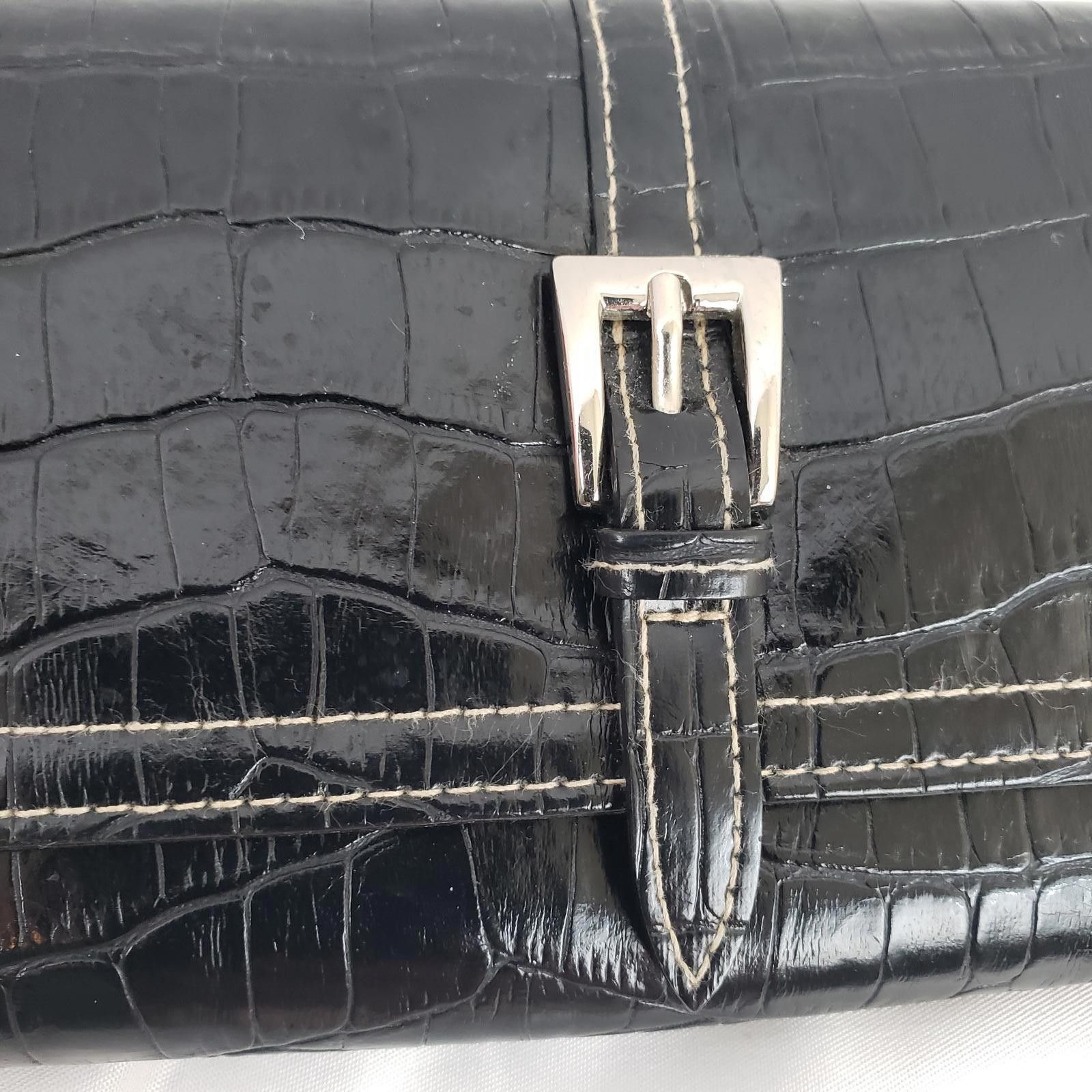 Designer VTG Stylish Black Croc-Pattern Wallet Size ONE SIZE - 4 Thumbnail