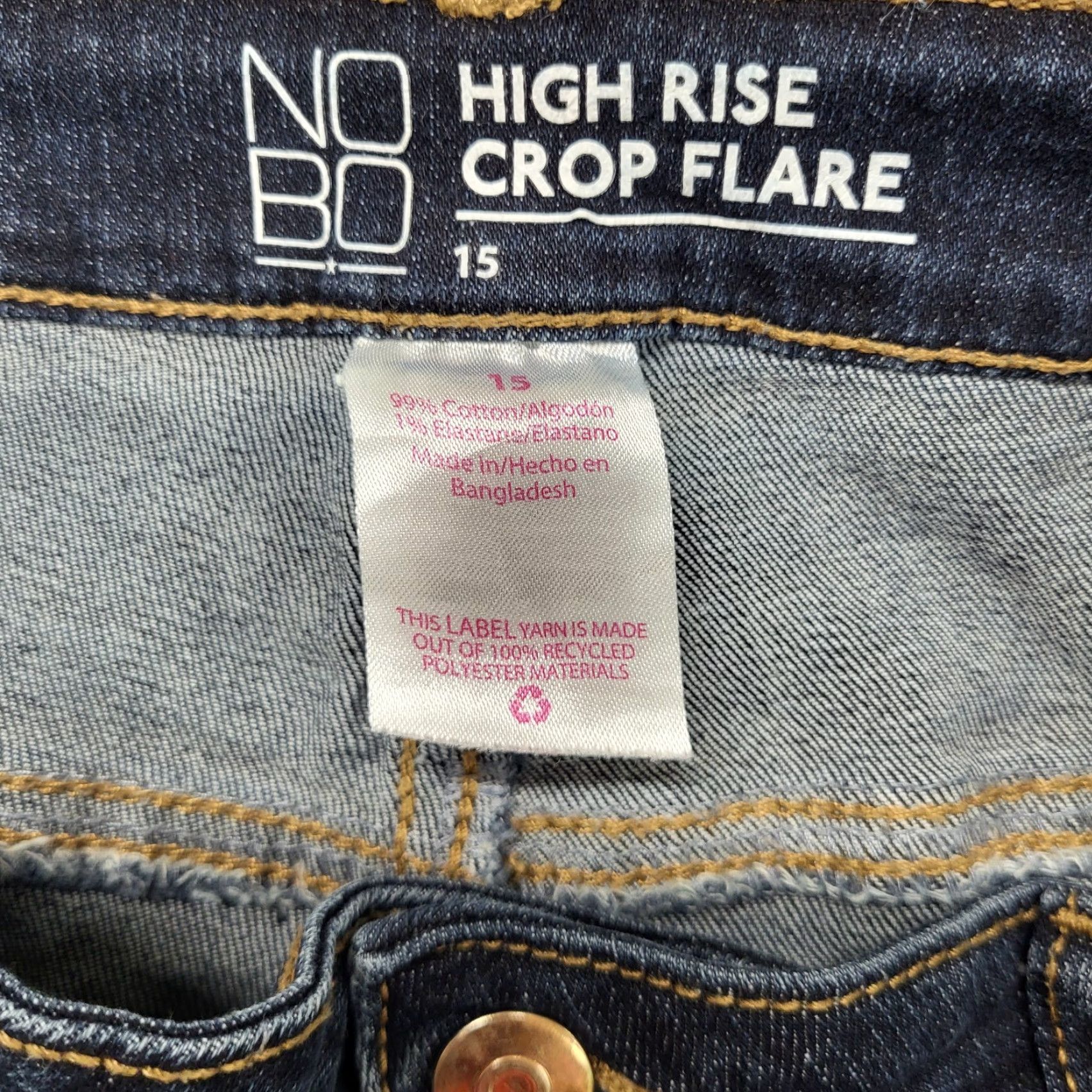 Vintage NOBO No Boundaries Jeans Women Size 15 Distressed Crop Flare High Rise Raw Hem Size 36" / US 14 / IT 50 - 2 Thumbnail
