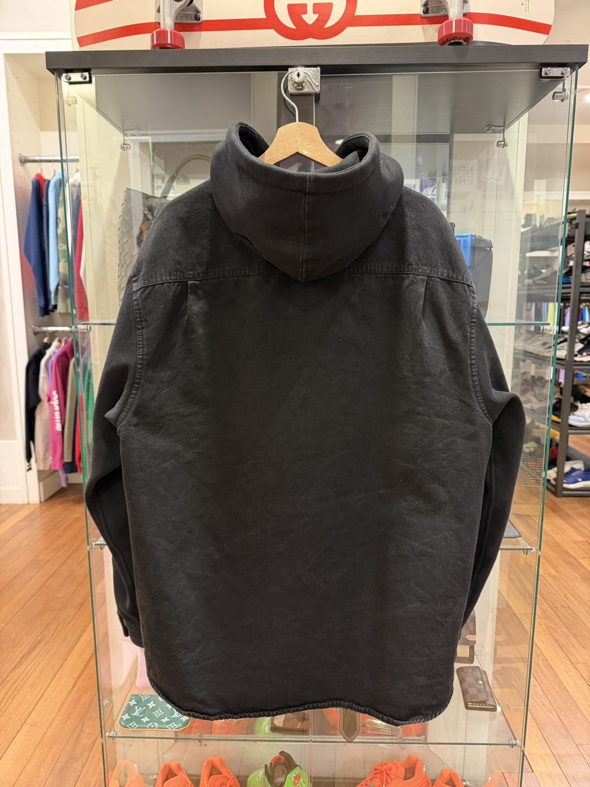 Supreme Supreme Fleece Hooded Denim Jacket - Black Size US XL / EU 56 / 4 - 2 Thumbnail
