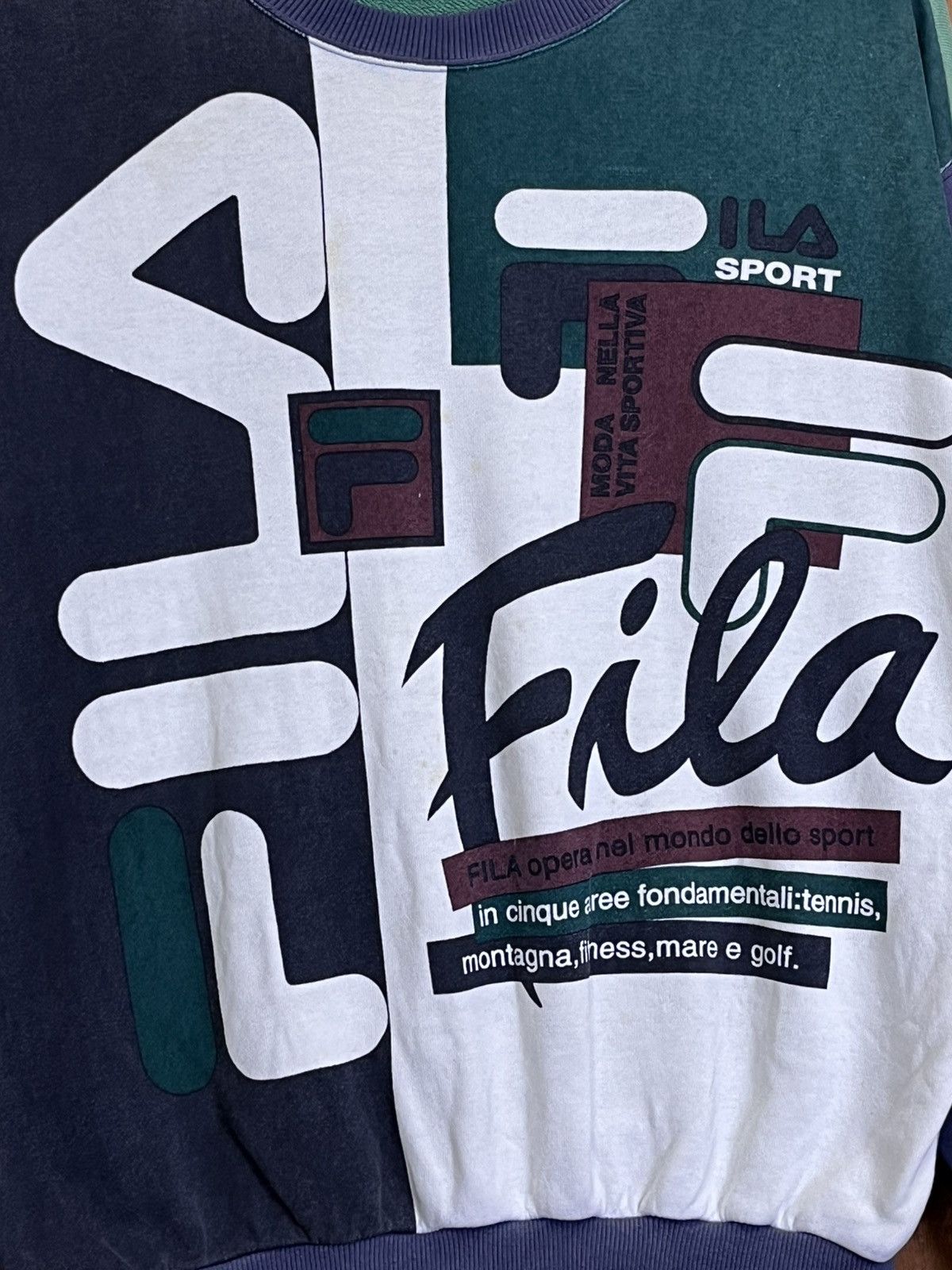 Fila VINTAGE 90s FILA MULTICOLOUR BIG LOGO PULLOVER SWEATSHIRT Size US L / EU 52-54 / 3 - 3 Thumbnail