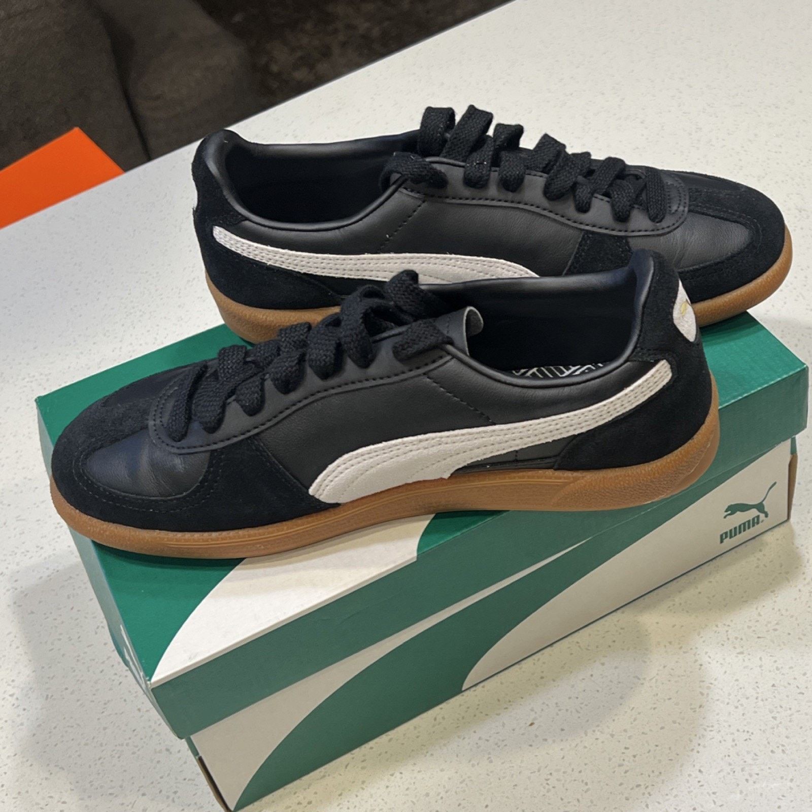 Puma PUMA Palermo Lth Black Feather Gray Gum Women's Size US 9 / IT 39 - 6 Thumbnail