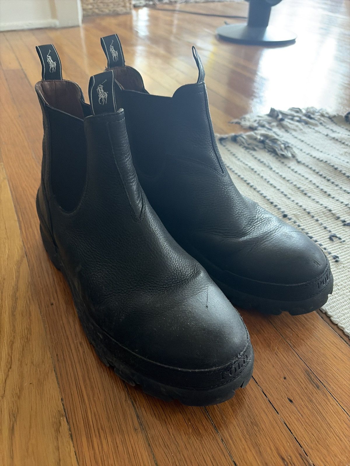 Polo Ralph Lauren Black pull on leather chelsea boots Size US 11 / EU 44 - 1 Thumbnail