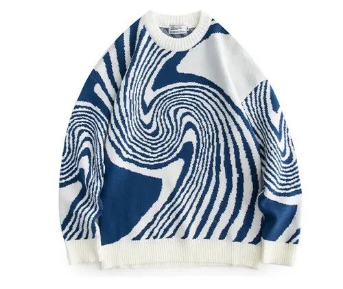 Men's geometric annual ring knitted sweater
