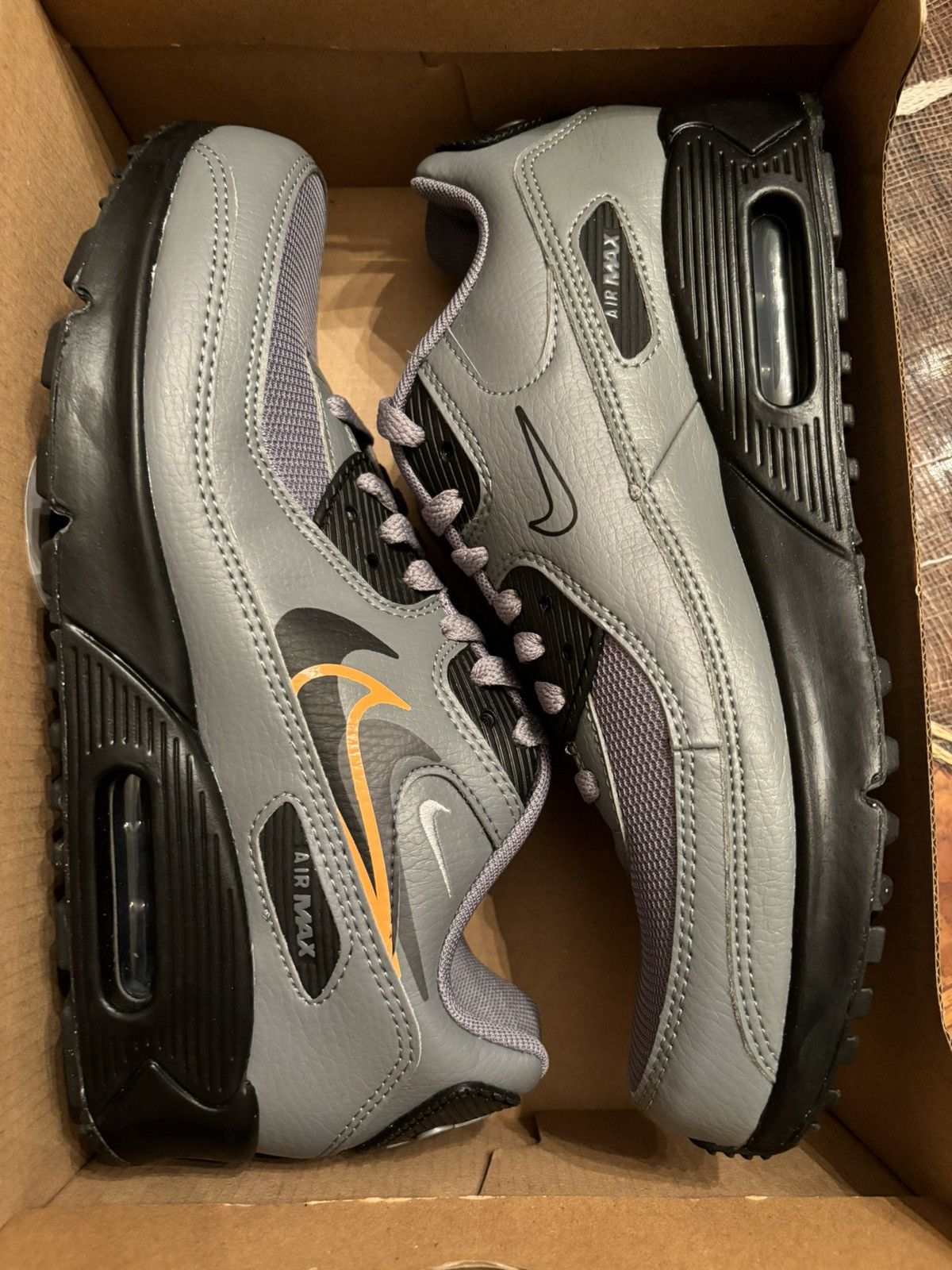 Nike × Vintage Air Max 90 Next Nature GS Multi-Swoosh - Smoke Grey Mandarin Size US 7 / EU 40 - 7 Thumbnail