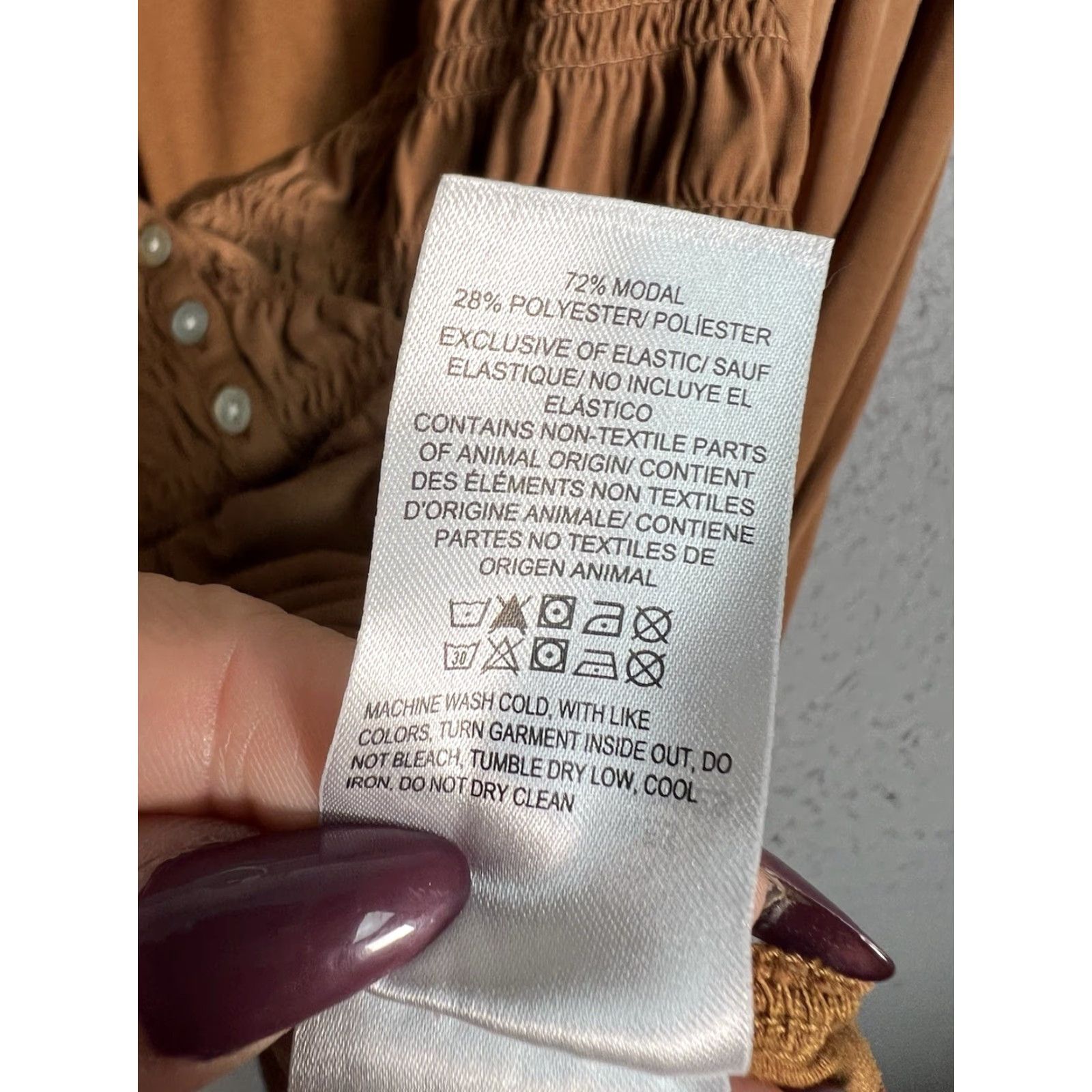 Lucky Brand Lucky Brand Blouse Shirt Womens Small Brown Long Sleeve Smocked Front Peasant Floral V-Neck Pullover Casual Spring Summer Fall Size S / US 4 / IT 40 - 4 Thumbnail