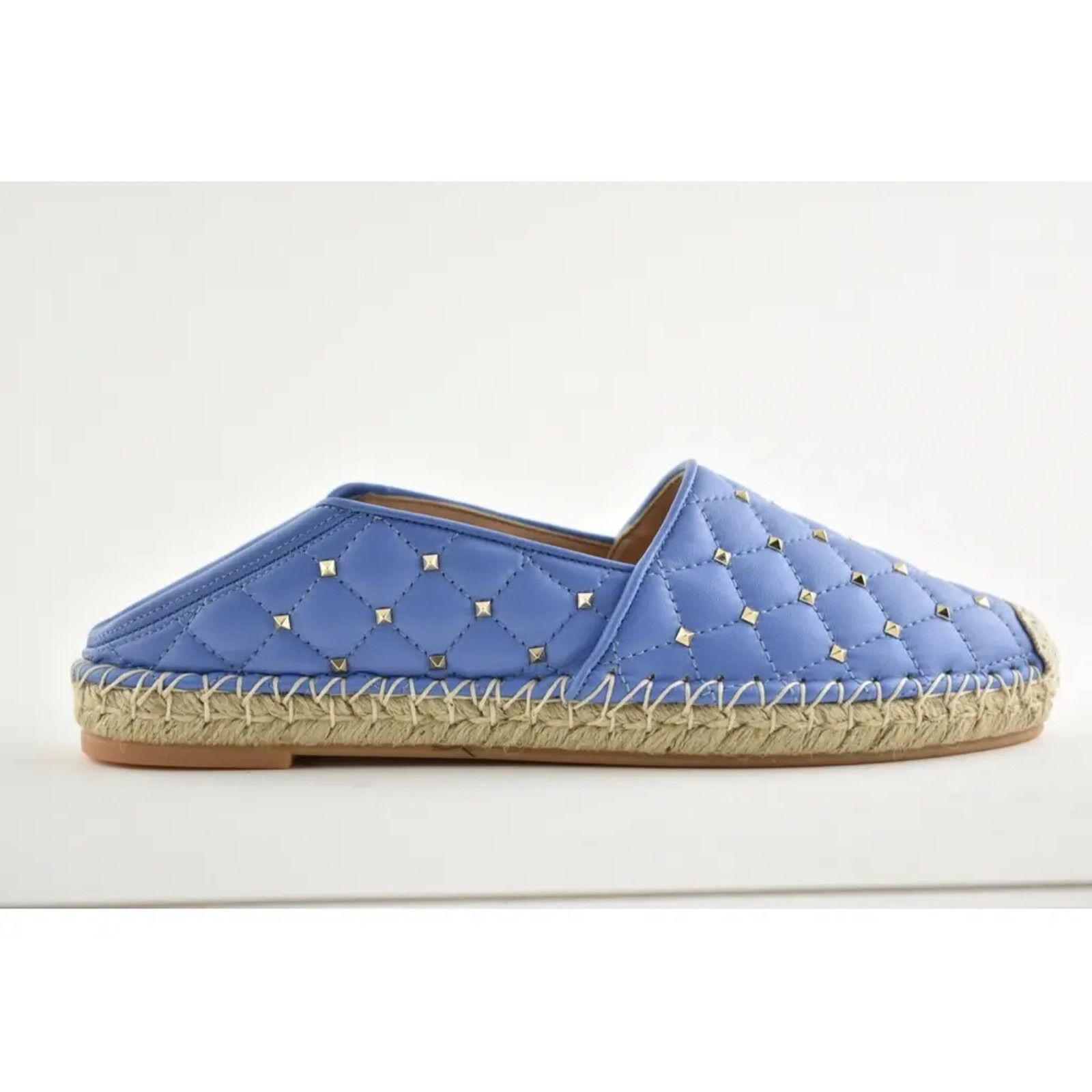 Valentino Valentino Rockstud Spike Blue Quilted Leather Slide Back Size US 7 / IT 37 - 4 Thumbnail