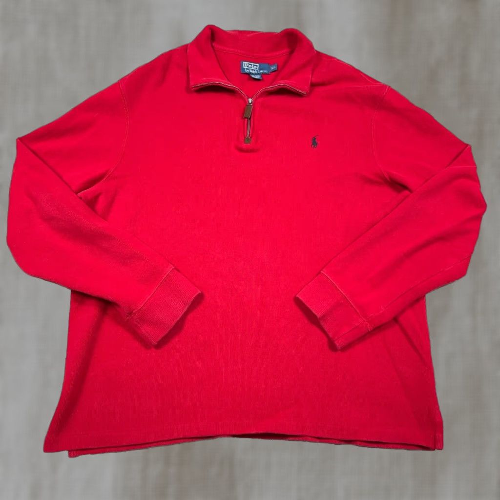 Polo Ralph Lauren Polo Ralph Lauren Sweater Men XL Red Black Pony Pullover Quarter Zip Sweatshirt Size US XL / EU 56 / 4 - 1 Thumbnail
