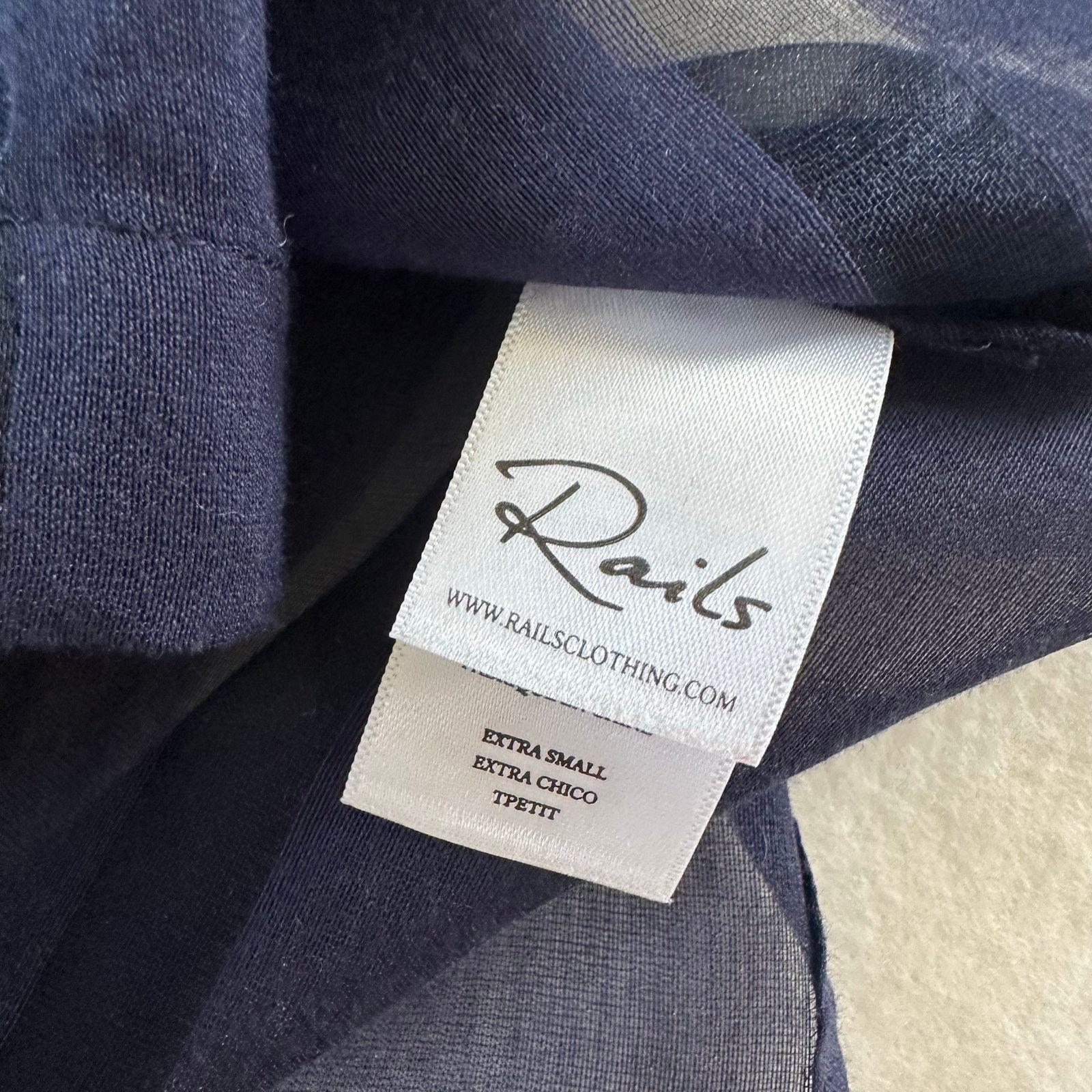 Rails Rails Cameron Sheer Panel Blouse Navy Cotton Silk XS Size XS / US 0-2 / IT 36-38 - 4 Thumbnail