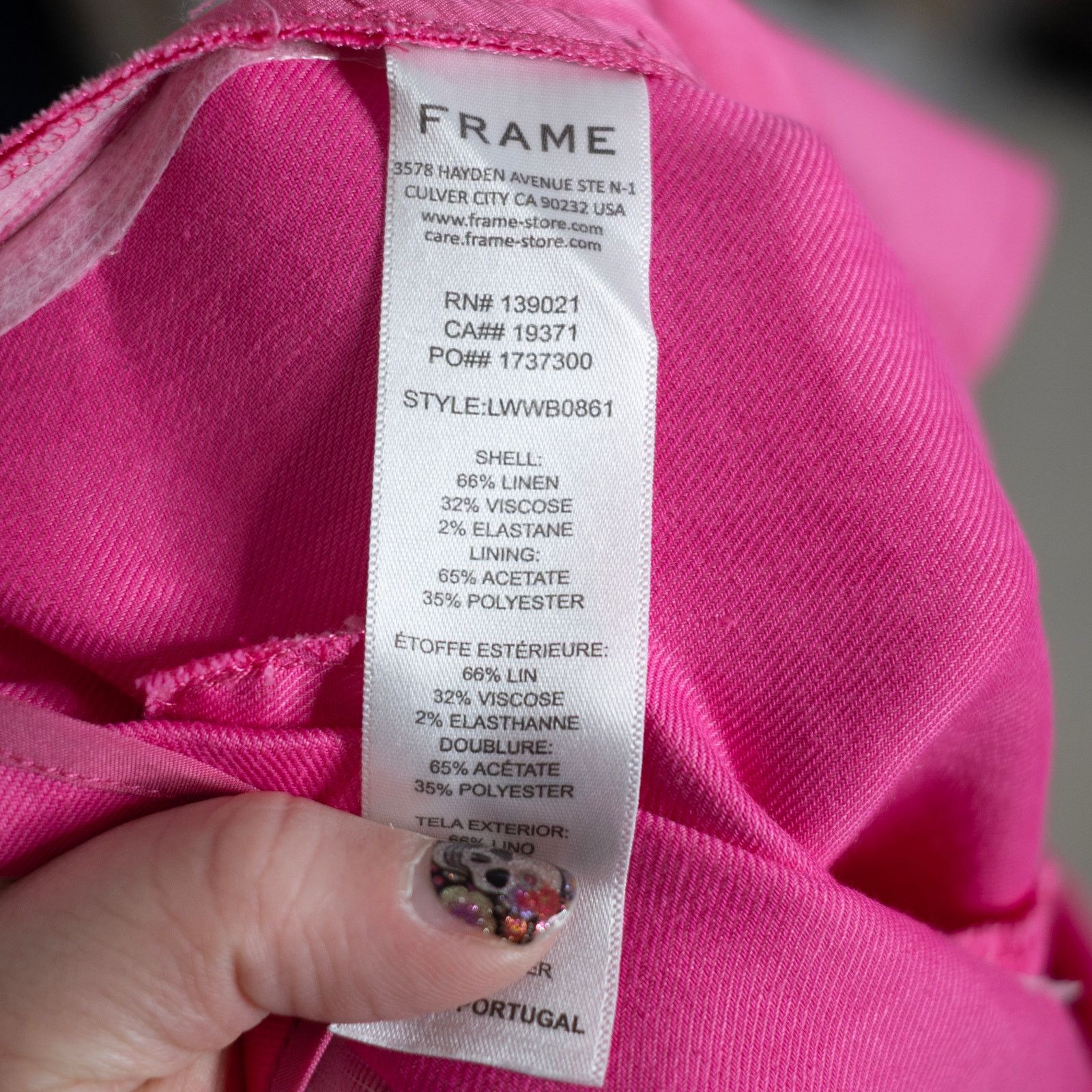 Frame FRAME High Waist Linen Blend Trouser Flamingo Size 27" / US 4 / IT 40 - 6 Thumbnail