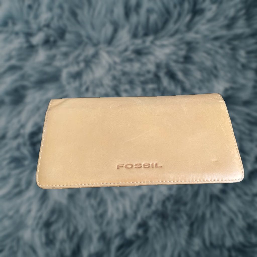 Fossil FOSSIL Wallet Women Brown Leather Zip-Around Clutch Credit Card Logo Tan Buff Size ONE SIZE - 1 Thumbnail