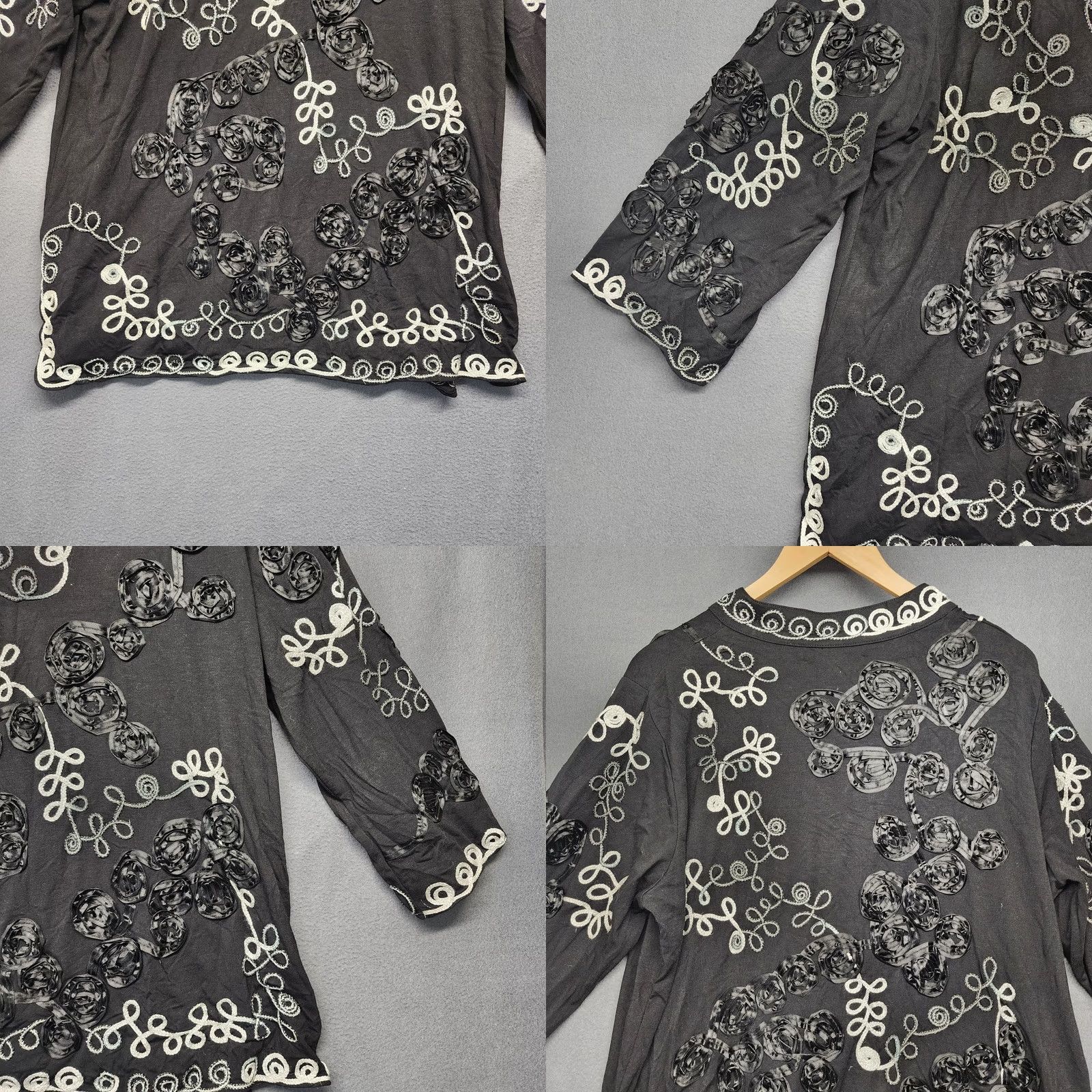 Vintage VINTAGE Once Again Top Women 1X Black Embroidered Embellished Floral Tunic Artsy Blouse V-Neck Pullover Women 1X Mens? Size XL / US 12-14 / IT 48-50 - 8 Thumbnail