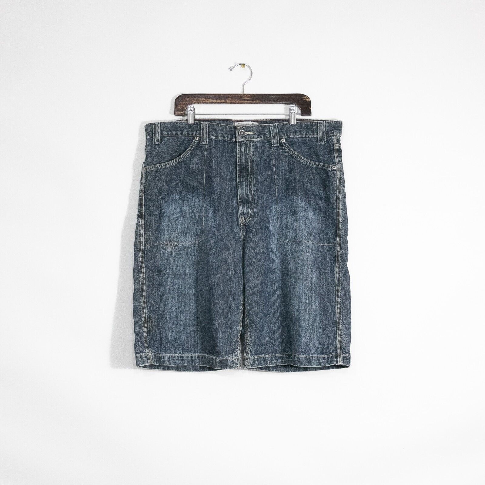 Levi's × Vintage Vintage Levis Baggy Jean Shorts 40" Waist - Distressed Dark Size US 40 / EU 56 - 1 Thumbnail