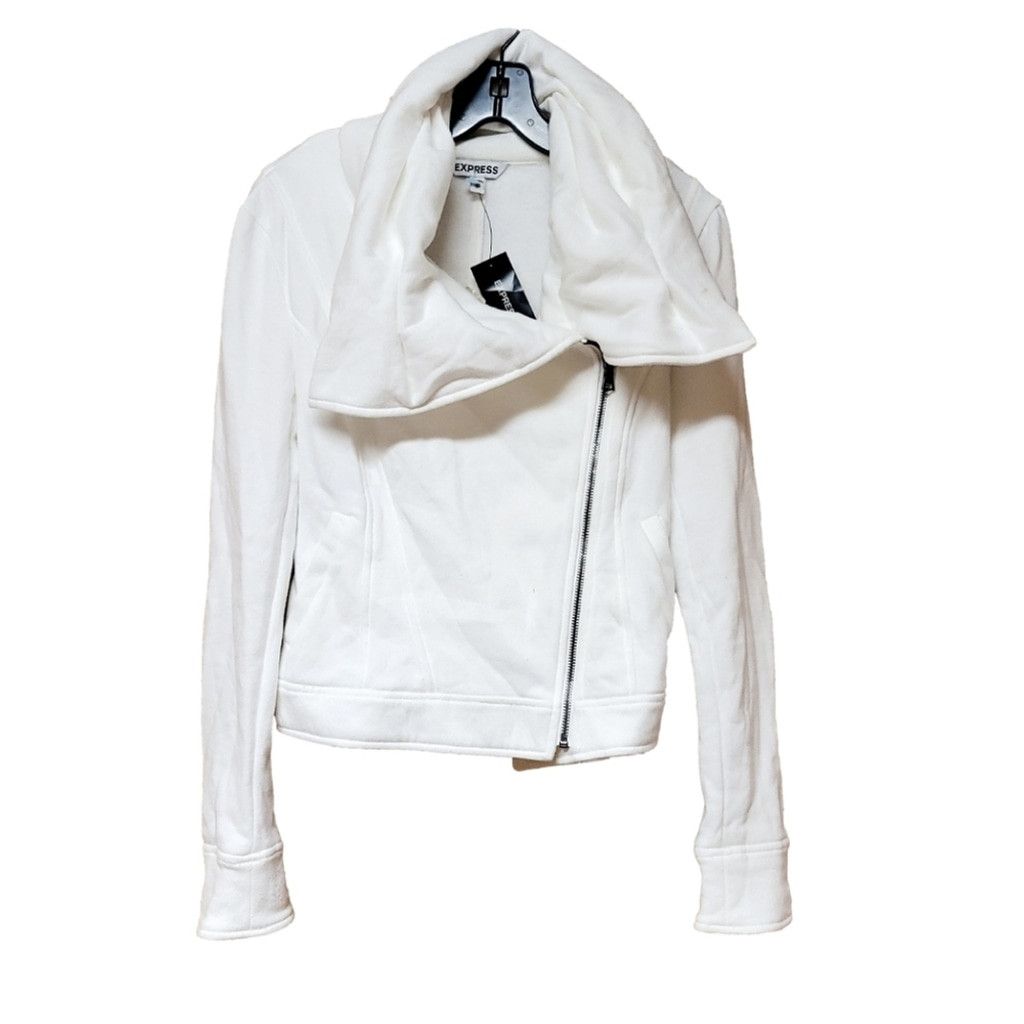 Express NWT Express Asymmetrical Moto Style Cozy Zip up Cardigan Size XS / US 0-2 / IT 36-38 - 1 Thumbnail