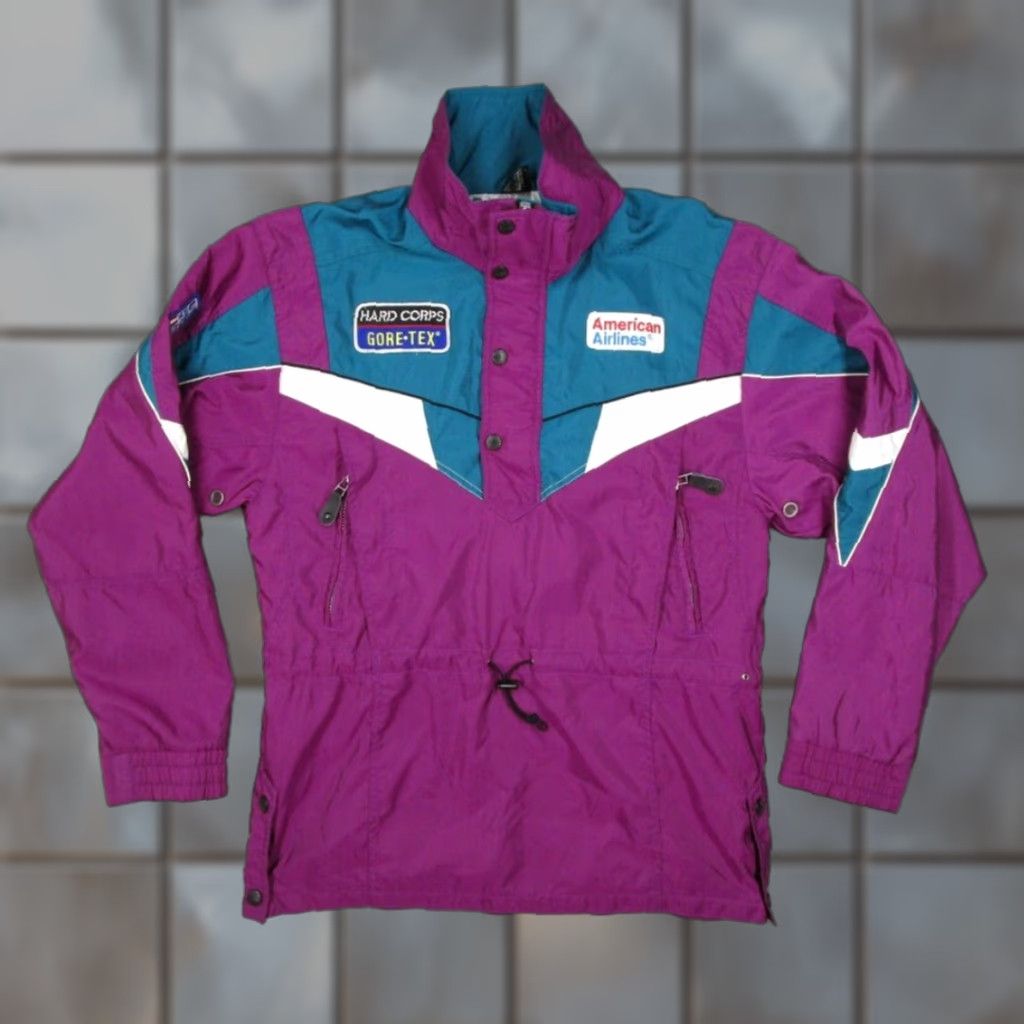 VINTAGE Hard Corps Jacket Mens M Purple 1/4 Zip Pockets Logo Embroidered Ski 90s Outdoor Retro Classic 1992 Disabled Ski Team Mens
