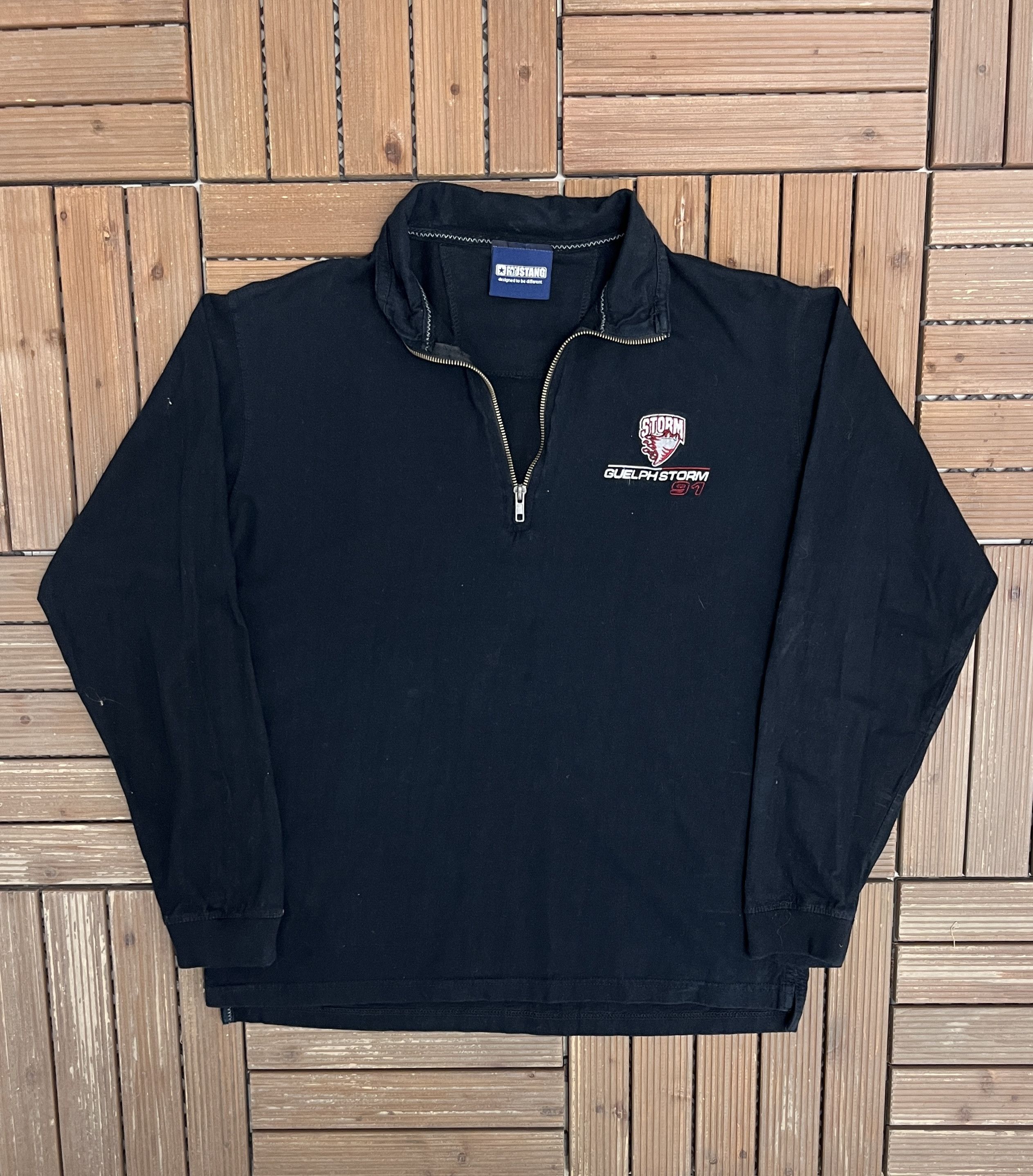 Vintage Guelph Storm Embroidered Vintage Quarter Zip Sweater Size US L / EU 52-54 / 3 - 1 Thumbnail