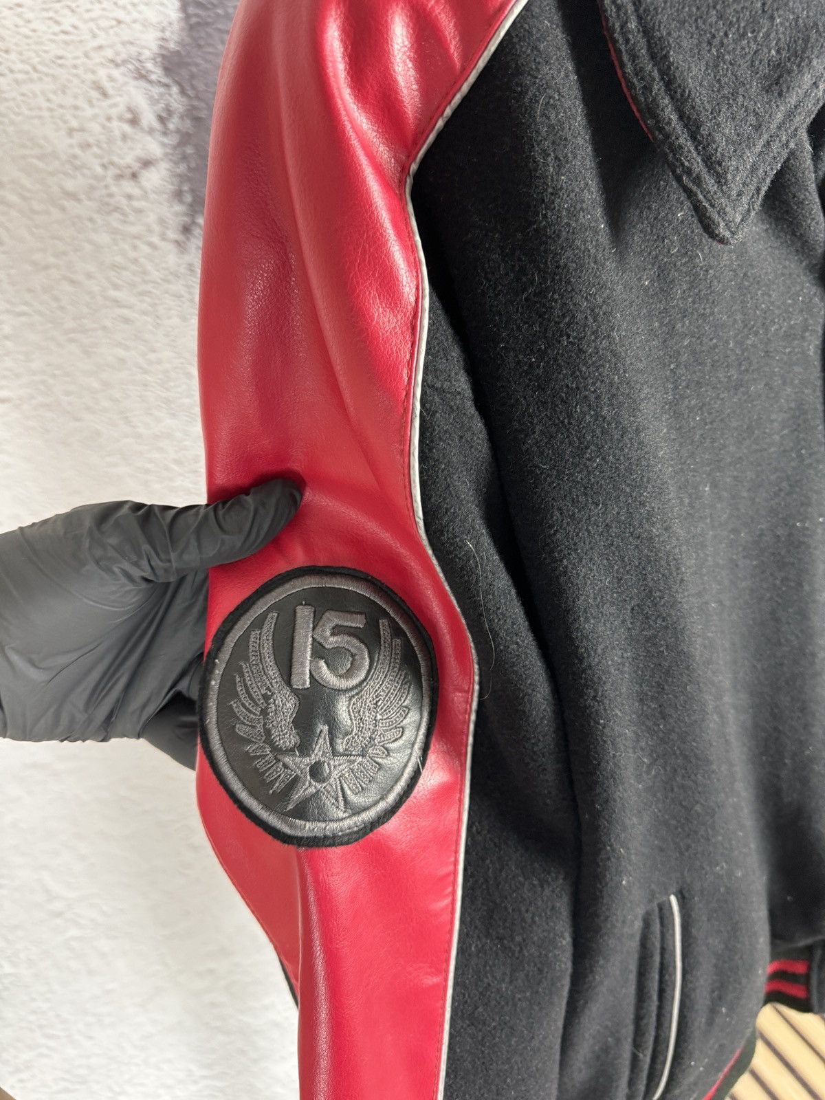 Vintage Down Impact USA reversible wool leather monogram bomber jckt Size US L / EU 52-54 / 3 - 13 Thumbnail