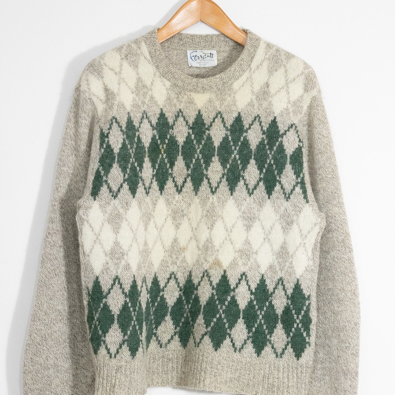 Vintage Vintage Ferrante California Argyle Pattern Wool Sweater XL Size US XL / EU 56 / 4 - 2 Thumbnail