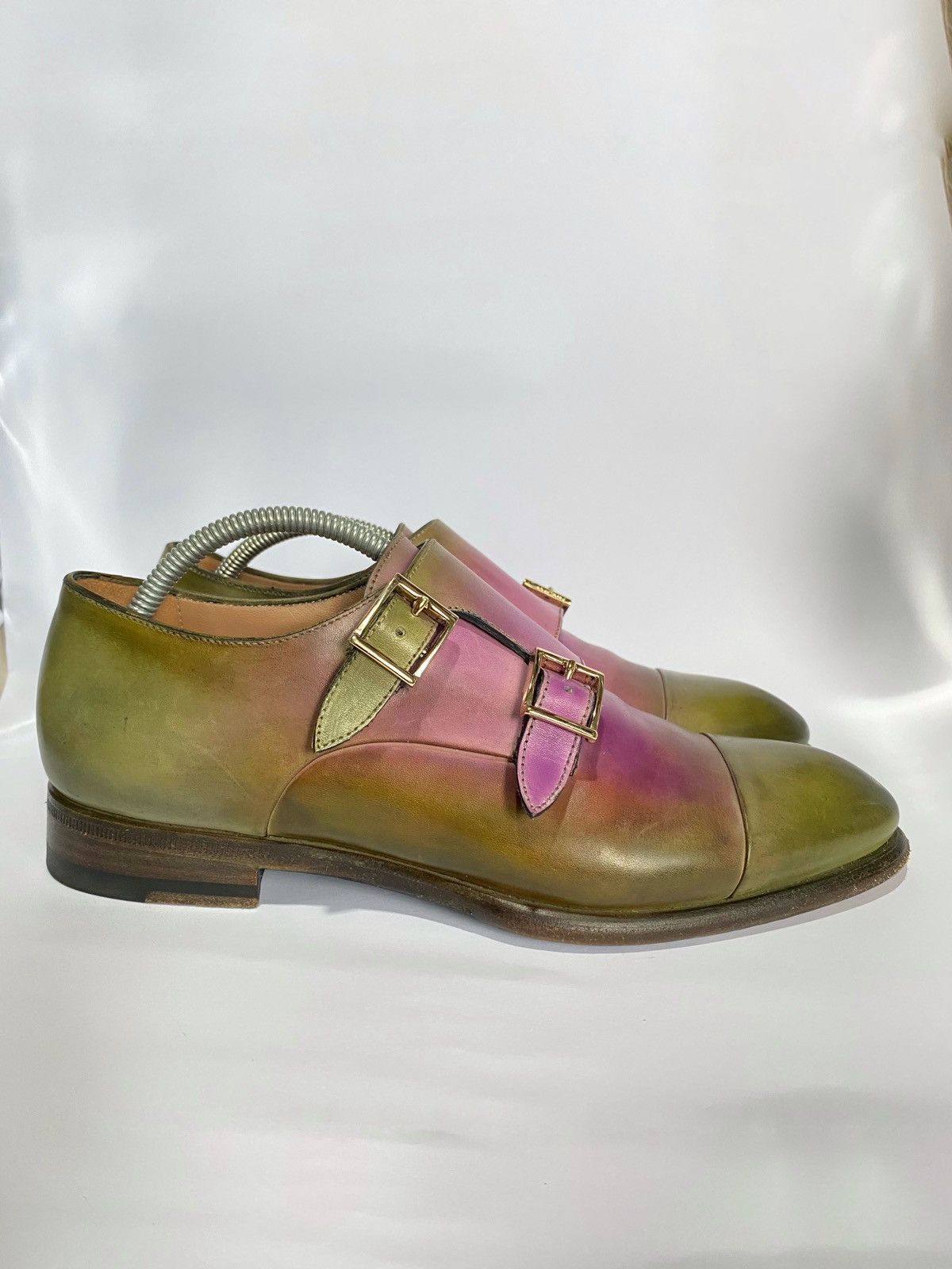 Santoni Gradiend Double Monk Strap Leather Shoes, Women's (Size 5)