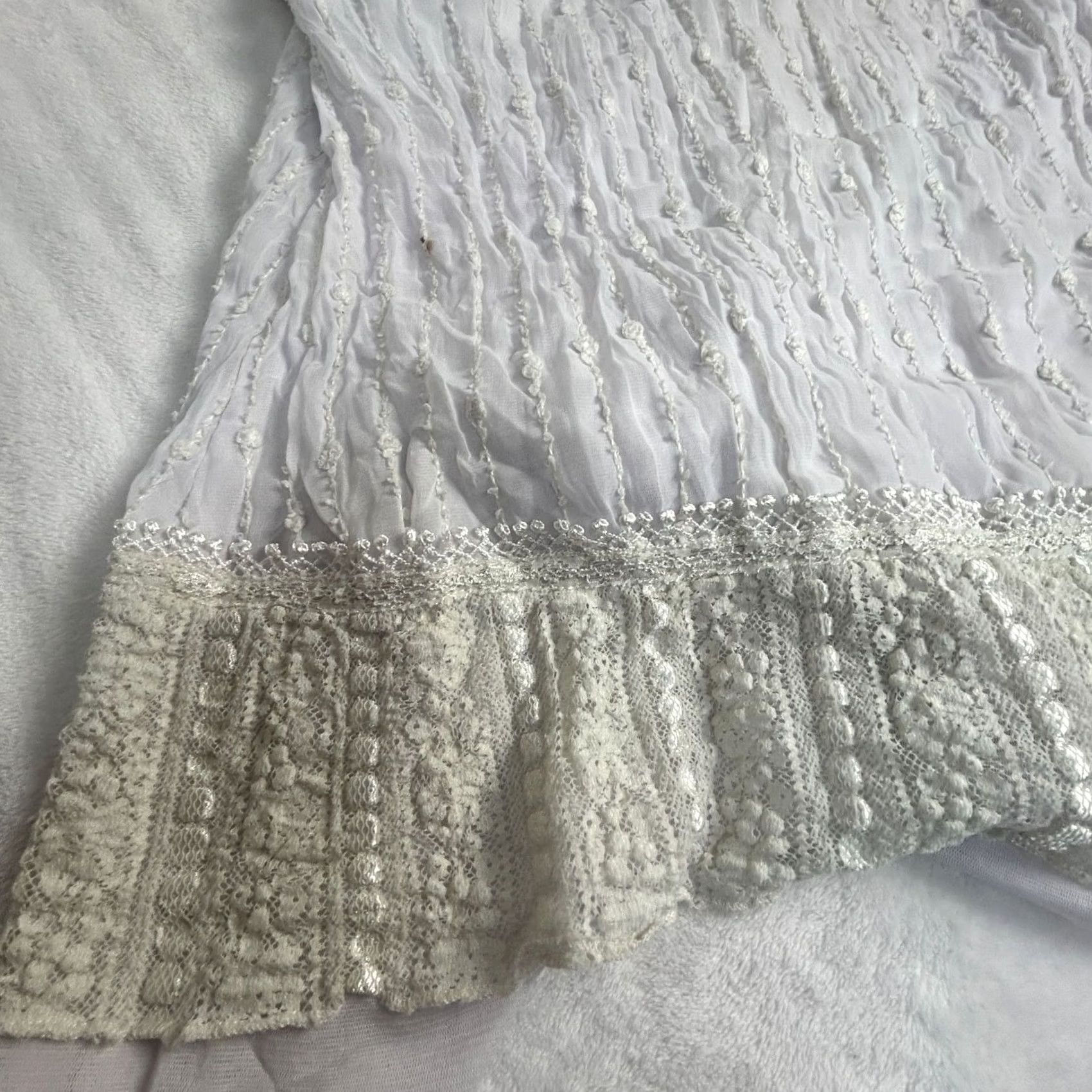 Vintage Pretty Angel Womens White Lace Boho Button Down Blouse Top Size Medium Collared Size M / US 6-8 / IT 42-44 - 3 Thumbnail