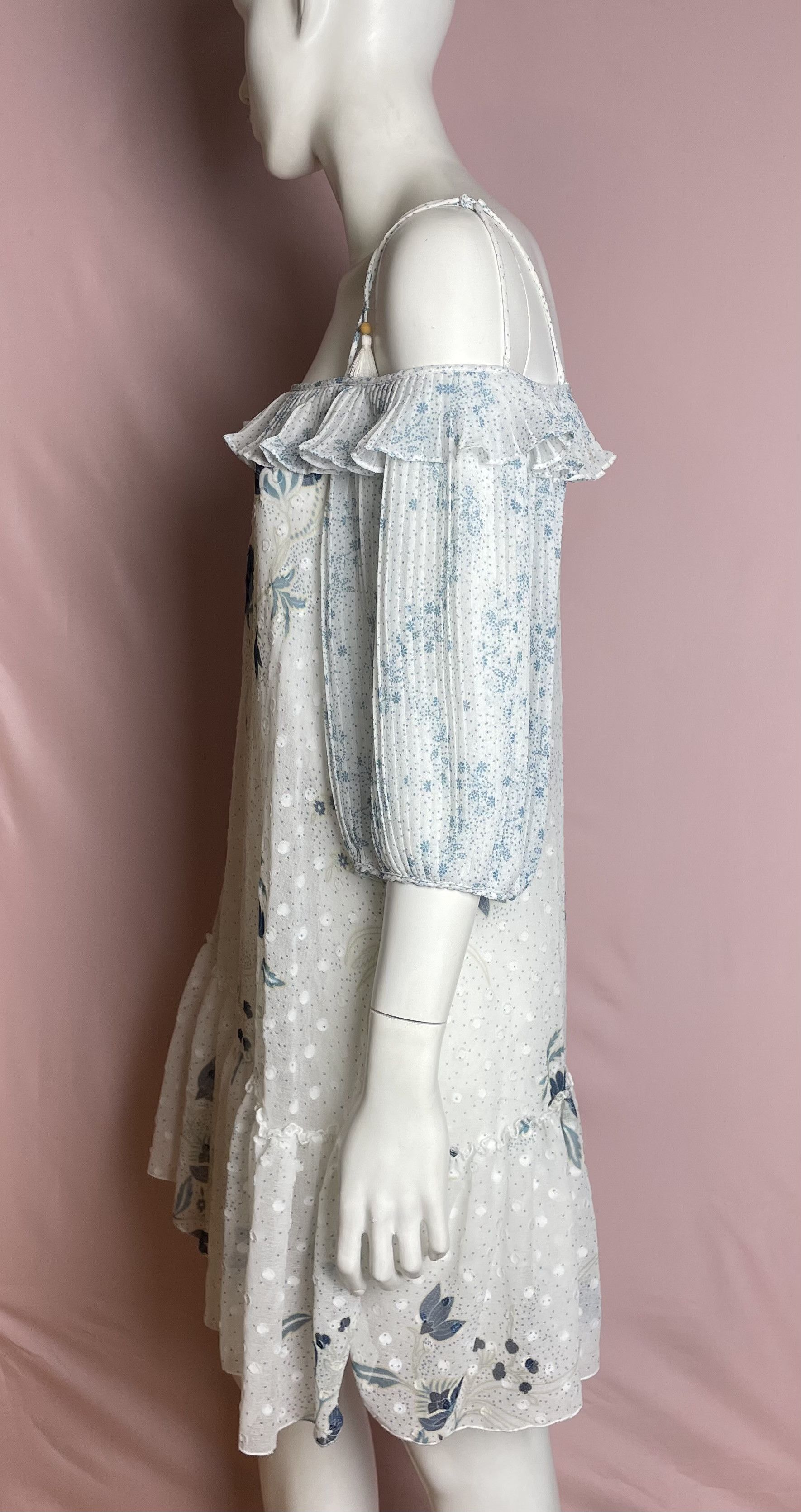 See by Chloe See by Chloé White Blue Floral Mini Dress EU 36 Size S / US 4 / IT 40 - 6 Thumbnail