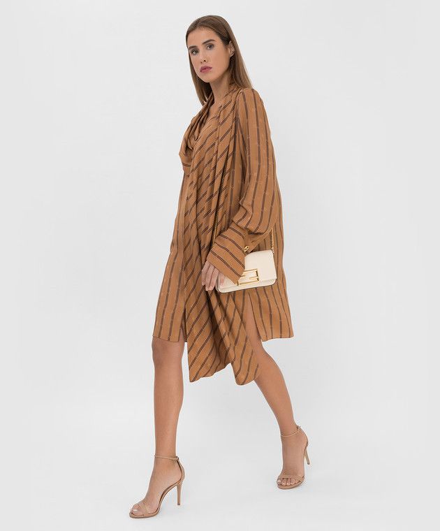 Fendi o1y0925 Striped Midi Dress in Brown/Black Size M / US 6-8 / IT 42-44 - 5 Thumbnail