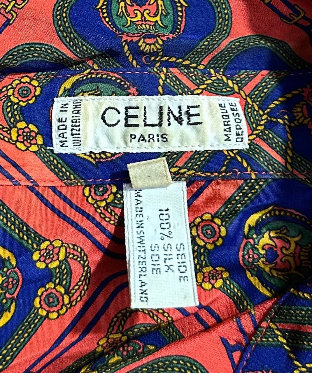 Celine × Vintage CELINE PARIS Vtg 1980s 100% Silk Blouse Made in Switzerland Size L / US 10 / IT 46 - 9 Thumbnail