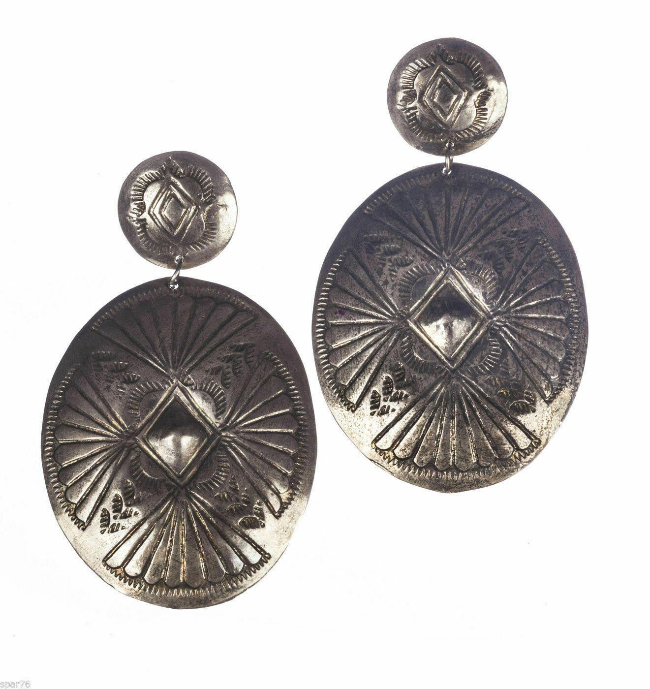 Handmade Sterling Tribal Inspired Concho Chandelier Earrings Alberto Size ONE SIZE - 1 Thumbnail