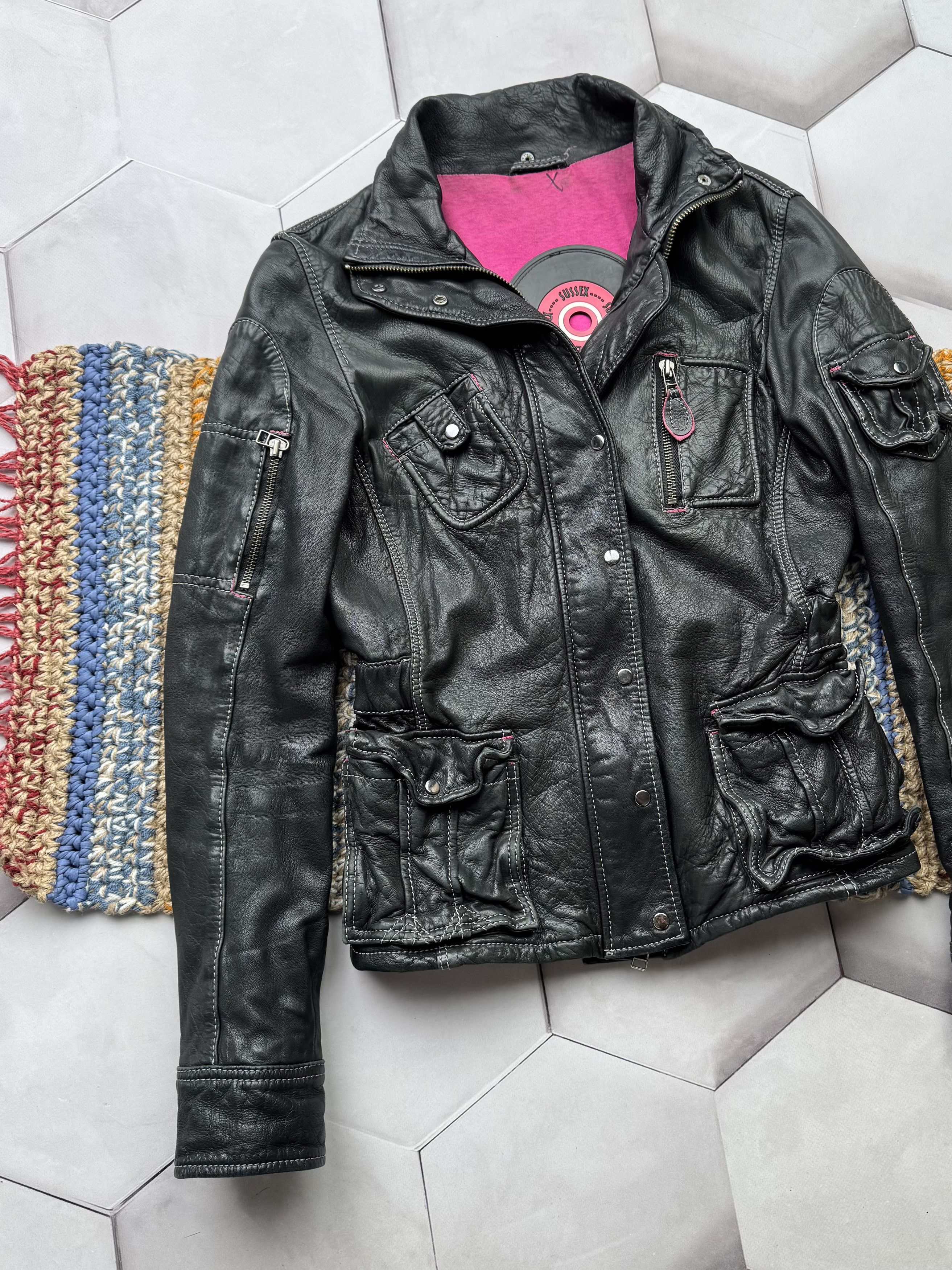 Vintage Vintage Cropped Leather Jacket Size XS / US 0-2 / IT 36-38 - 2 Thumbnail