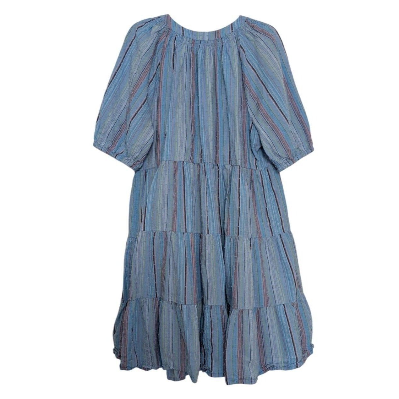 Designer Crown & Ivy Stripe Swiss Dot Dress Womens Size Large Blue Ti Size L / US 10 / IT 46 - 7 Thumbnail