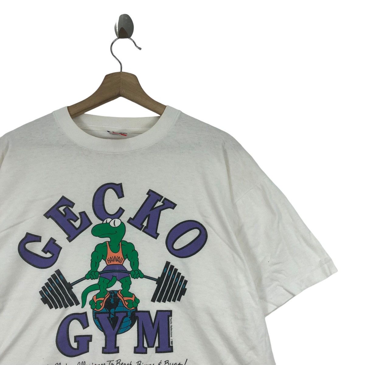 Fruit Of The Loom Vintage GECKO GYM By Fruit Of The Loom Animal T-Shirt Size US XL / EU 56 / 4 - 4 Thumbnail