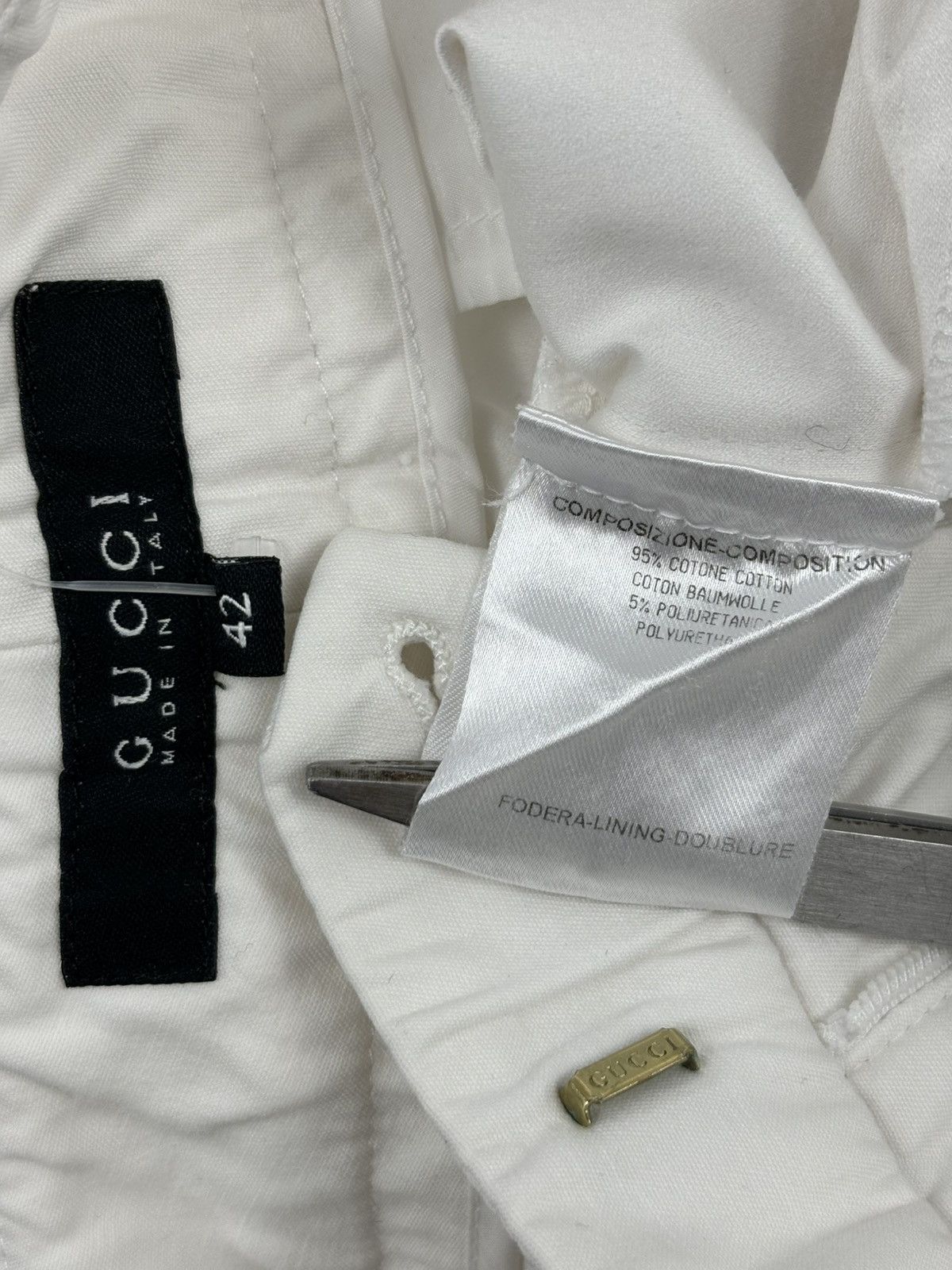 Gucci Rare Y2K TOM FORD Era Archive ITALY Off-White Straight Zip Pocket Pants Trousers Size 27" / US 4 / IT 40 - 14 Thumbnail